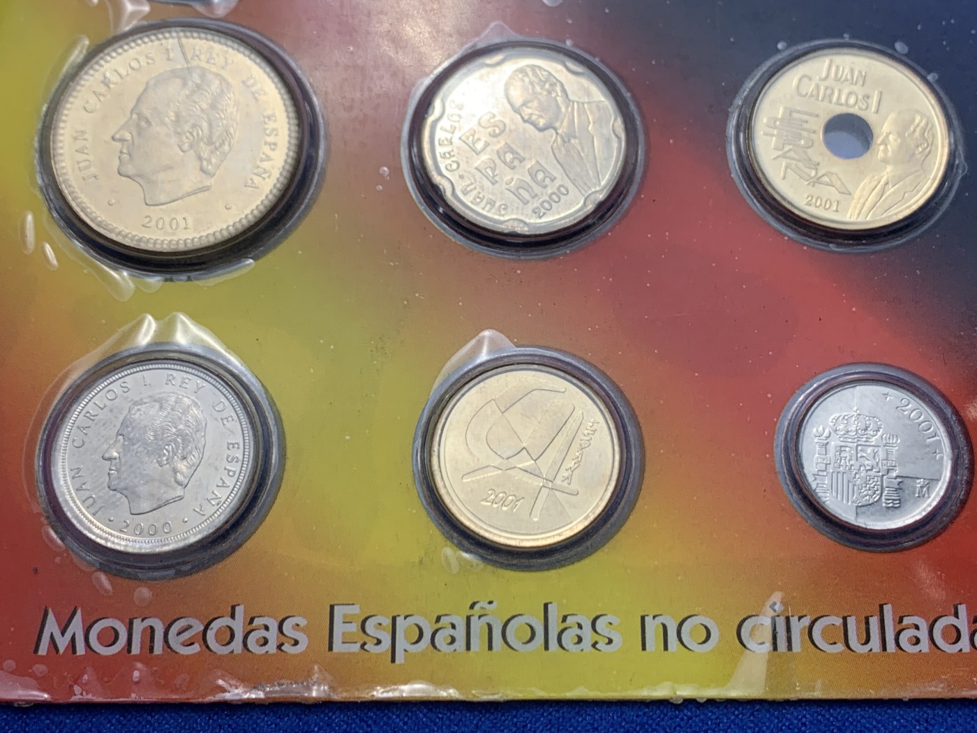 《竞宝斋》第247场-周日，周一 ，周二3场连拍 (全场包邮) 卡装 西班牙2001年 欧元前最后一版比塞塔 八枚套 纪念