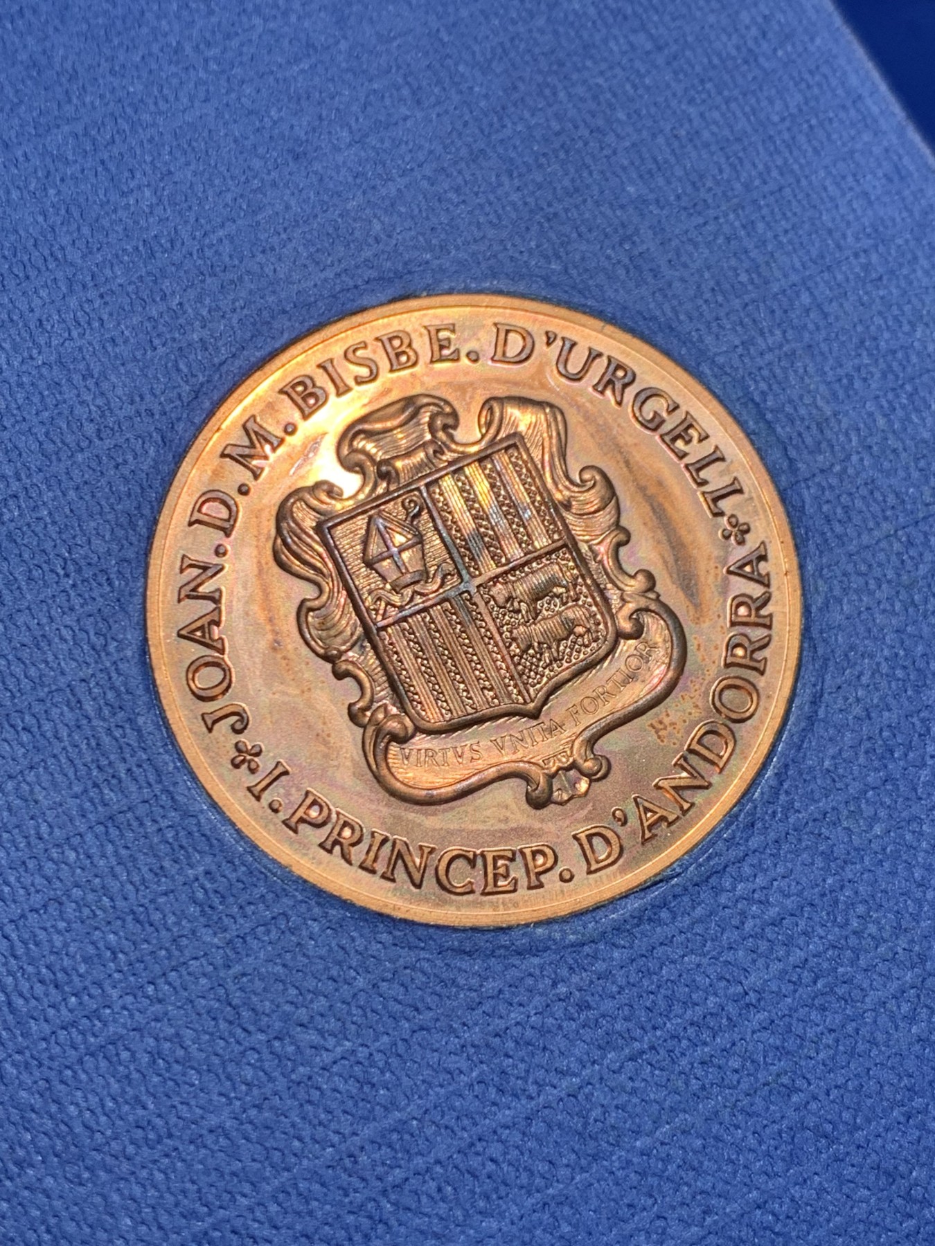 《竞宝斋》第247场-周日，周一 ，周二3场连拍 (全场包邮) 安道尔 1986 第二届加泰罗尼亚语言大会 5D 铜币