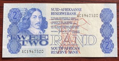 2024年兔爷钱庄第六期纸币拍卖 - 南非1983年2兰特纸币UNC