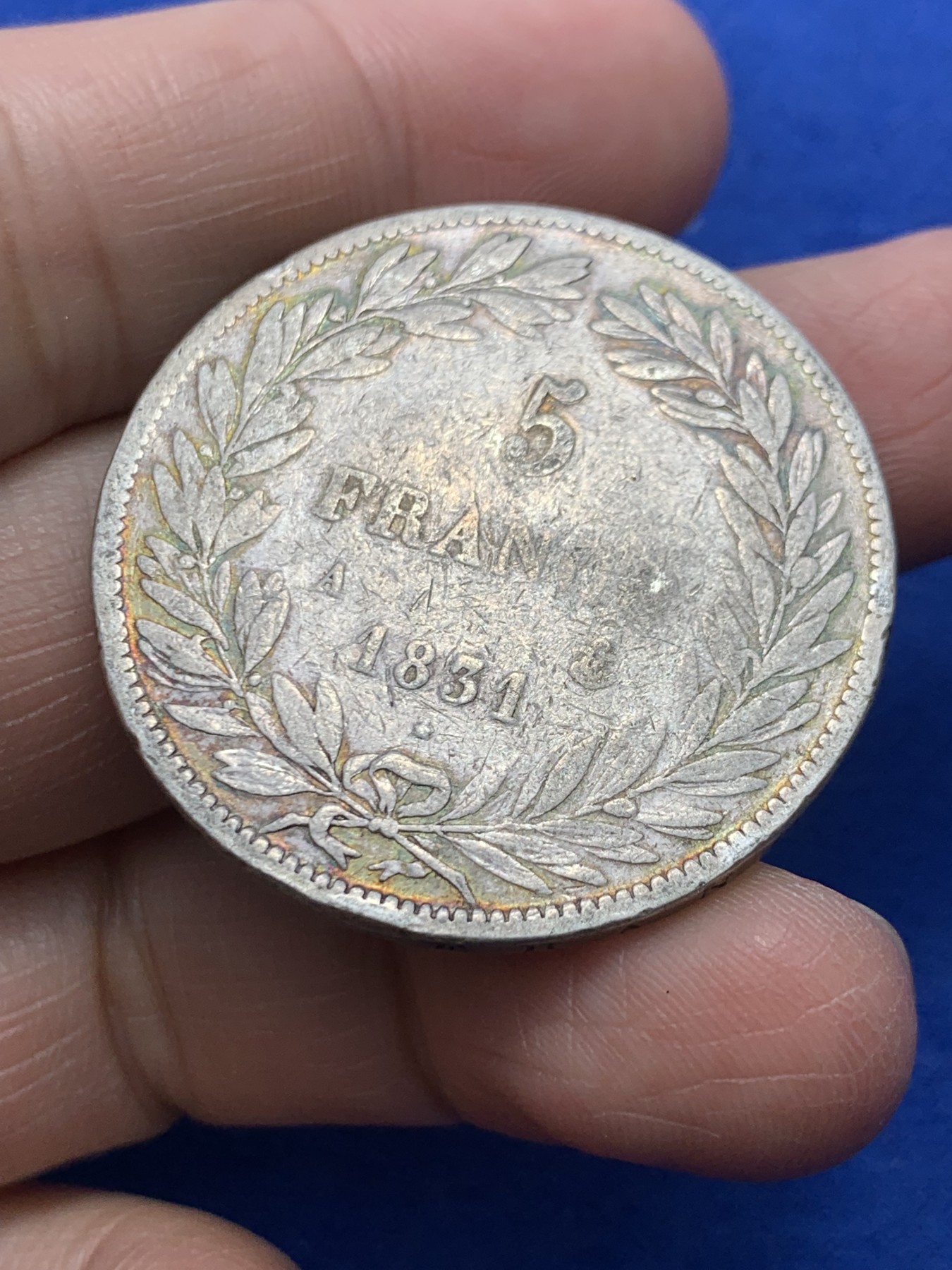 《竞宝斋》第247场-周日，周一 ，周二3场连拍 (全场包邮) 法国 1831年 菲利普 小头版 5法郎银币