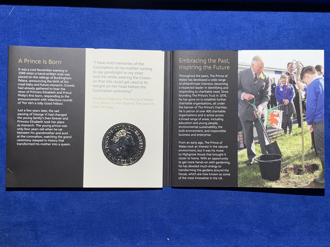 《竞宝斋》第247场-周日，周一 ，周二3场连拍 (全场包邮) 英国2018年威尔士王子70岁生日纪念  5镑纪念币