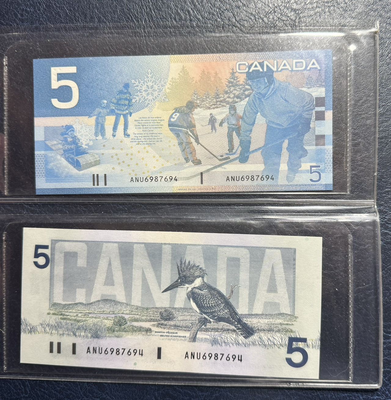 收藏联盟Quantum Auction 第330期拍卖  加拿大1986年和2002年5元全同号同签名一对 品相全新UNC