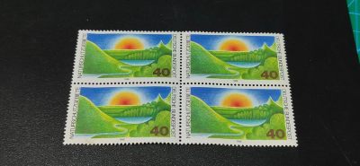 德国邮票专场，都是四方连！ - 德国邮票四方连，1980年发行，德国自然保护（日出），品相如图