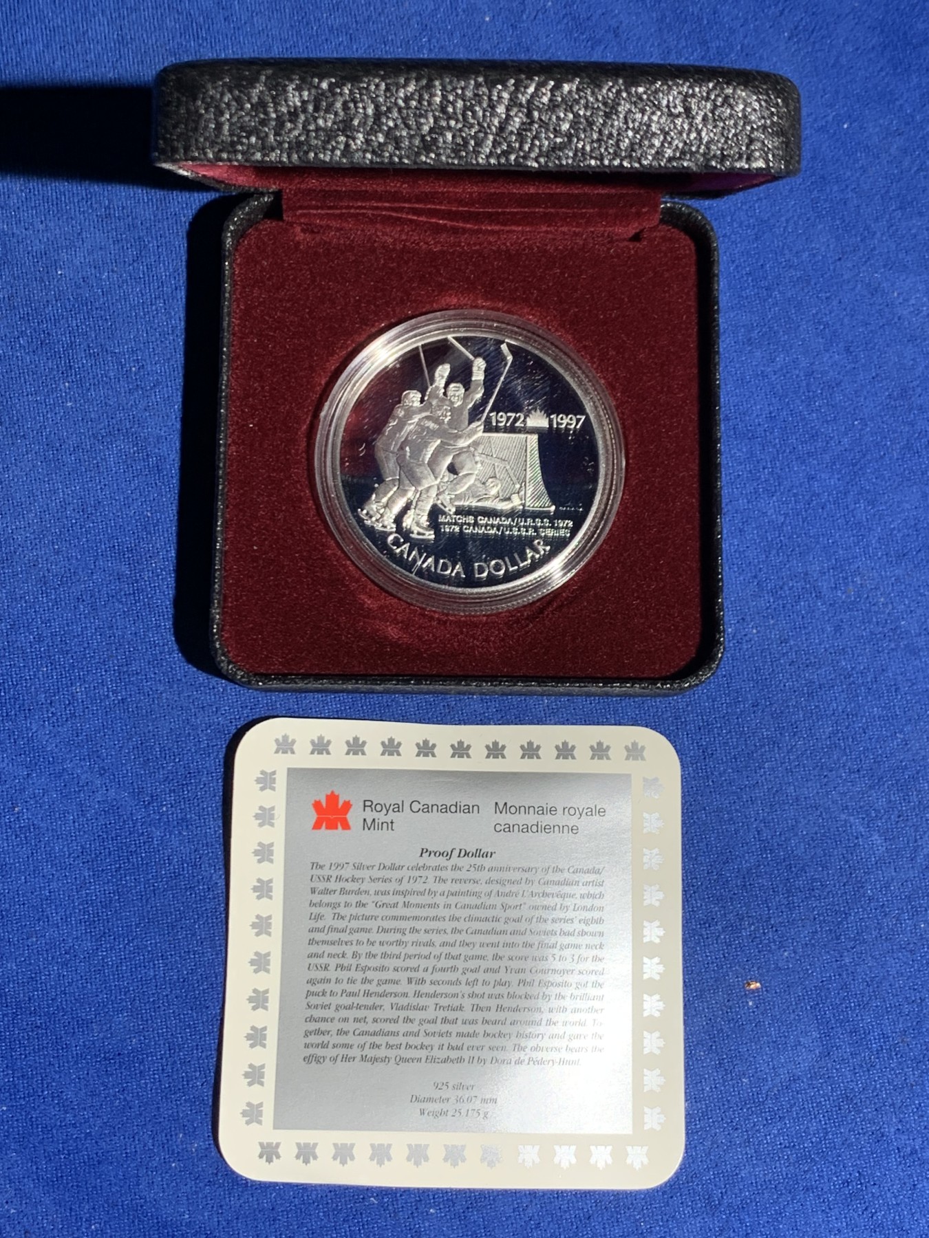 《竞宝斋》第247场-周日，周一 ，周二3场连拍 (全场包邮) 加拿大1997年曲棍球世锦赛夺冠25周年精制银币