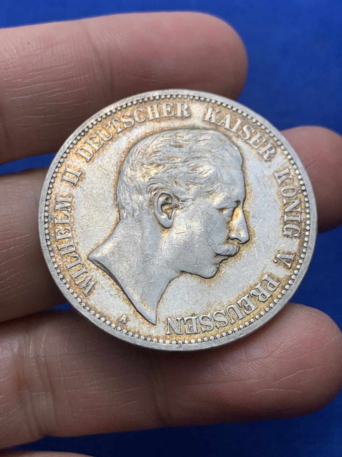 《竞宝斋》第247场-周日，周一 ，周二3场连拍 (全场包邮) 德国普鲁士1907年威廉二世5马克大银币