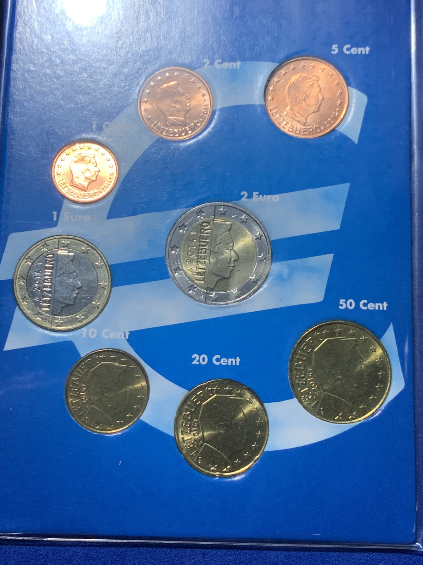 《竞宝斋》第247场-周日，周一 ，周二3场连拍 (全场包邮) 卢森堡2014年8枚装套币