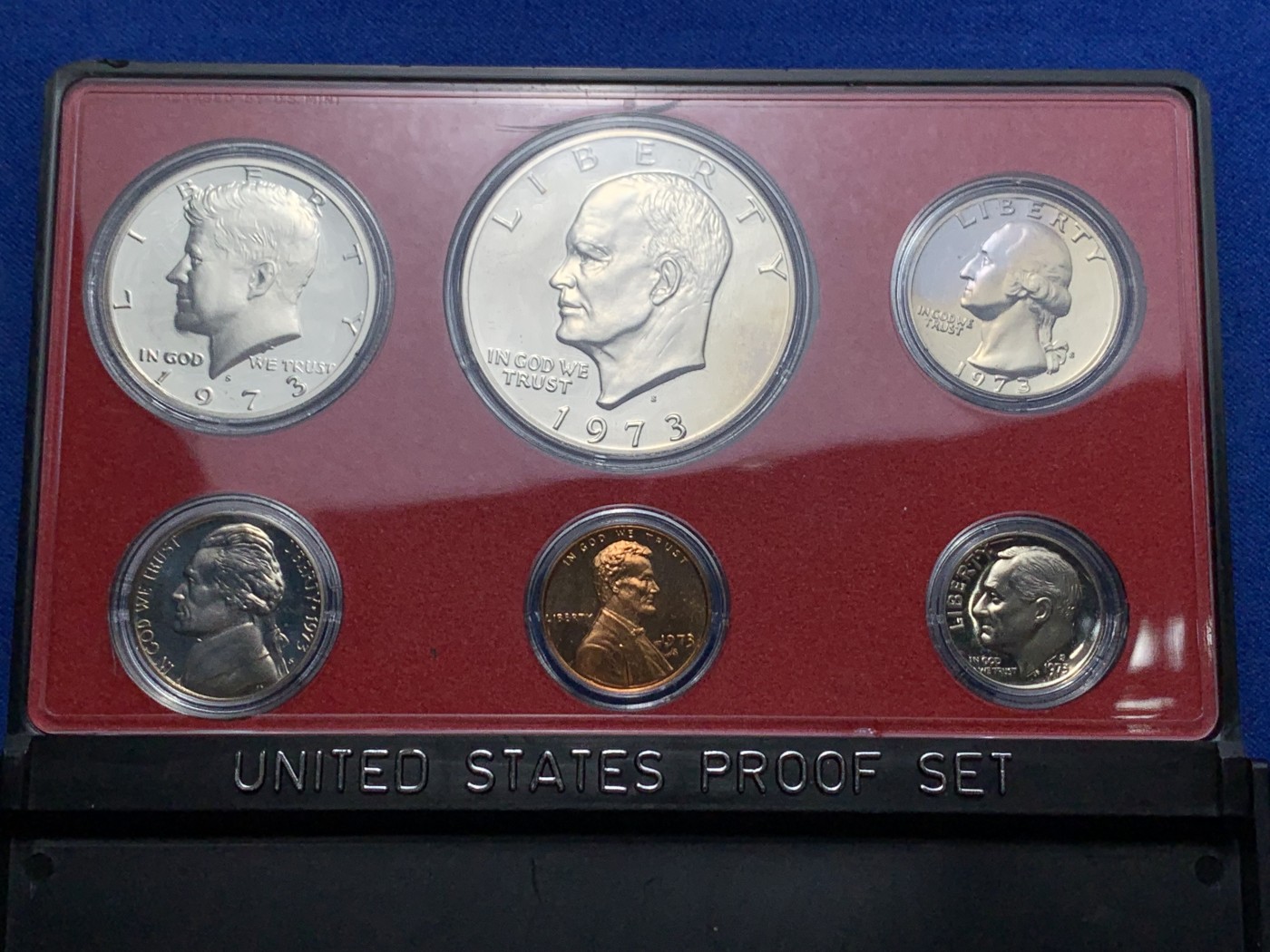 《竞宝斋》第247场-周日，周一 ，周二3场连拍 (全场包邮) 美国1973年S 艾森豪威尔精制镍币6枚套