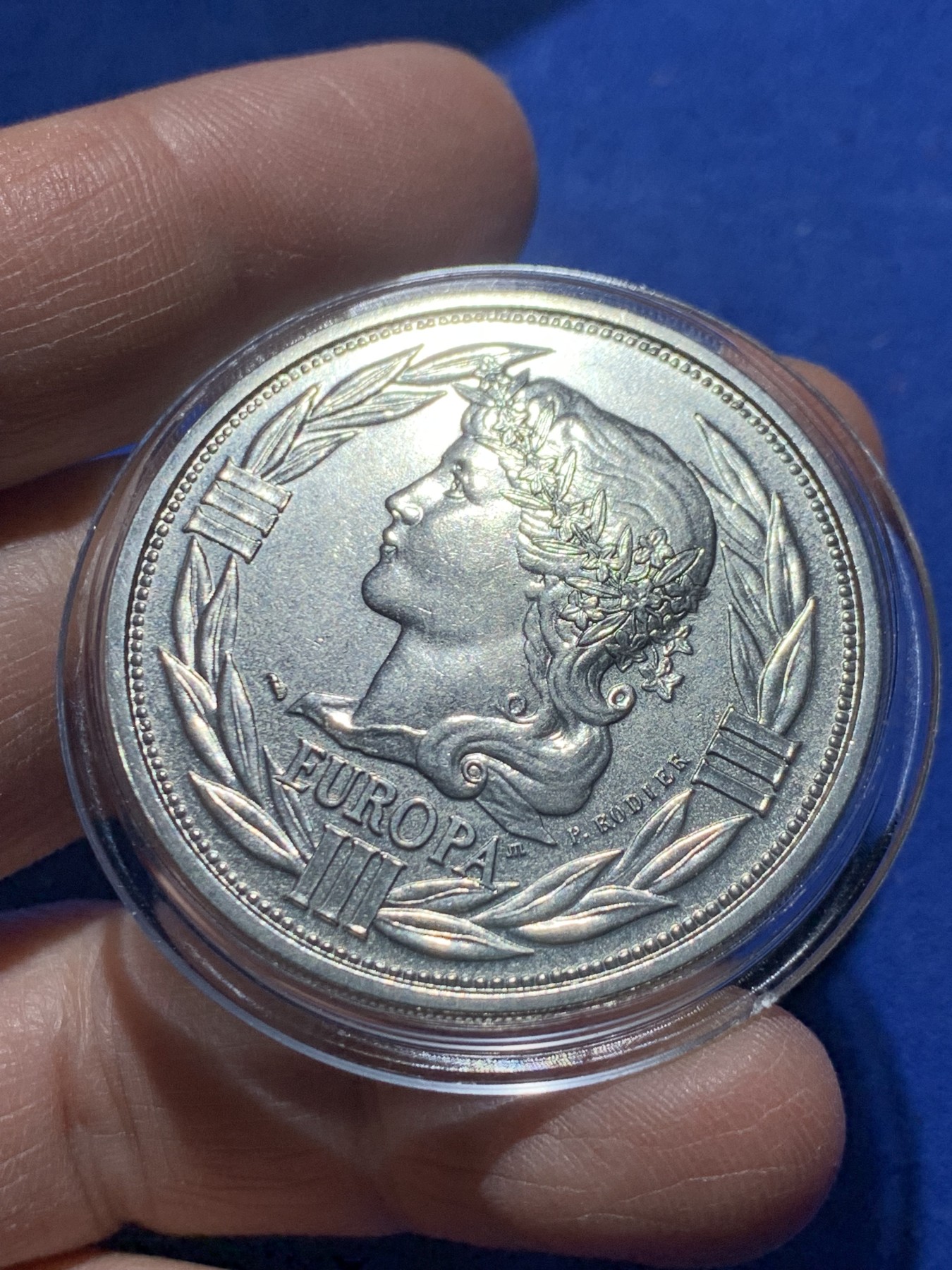 《竞宝斋》第247场-周日，周一 ，周二3场连拍 (全场包邮) 法国1992 年 厂试铸镍币 克朗型