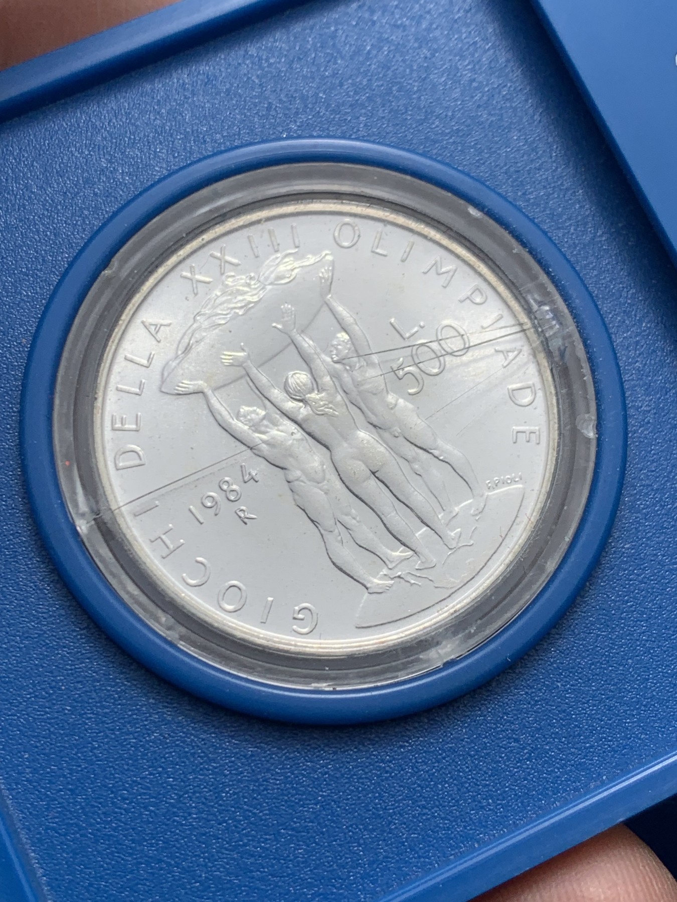 《竞宝斋》第247场-周日，周一 ，周二3场连拍 (全场包邮) 意大利 1984年 三猛男 500里拉 银币