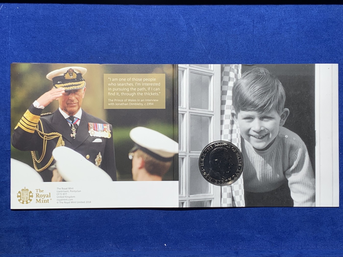 《竞宝斋》第247场-周日，周一 ，周二3场连拍 (全场包邮) 英国2018年威尔士王子70岁生日纪念  5镑纪念币