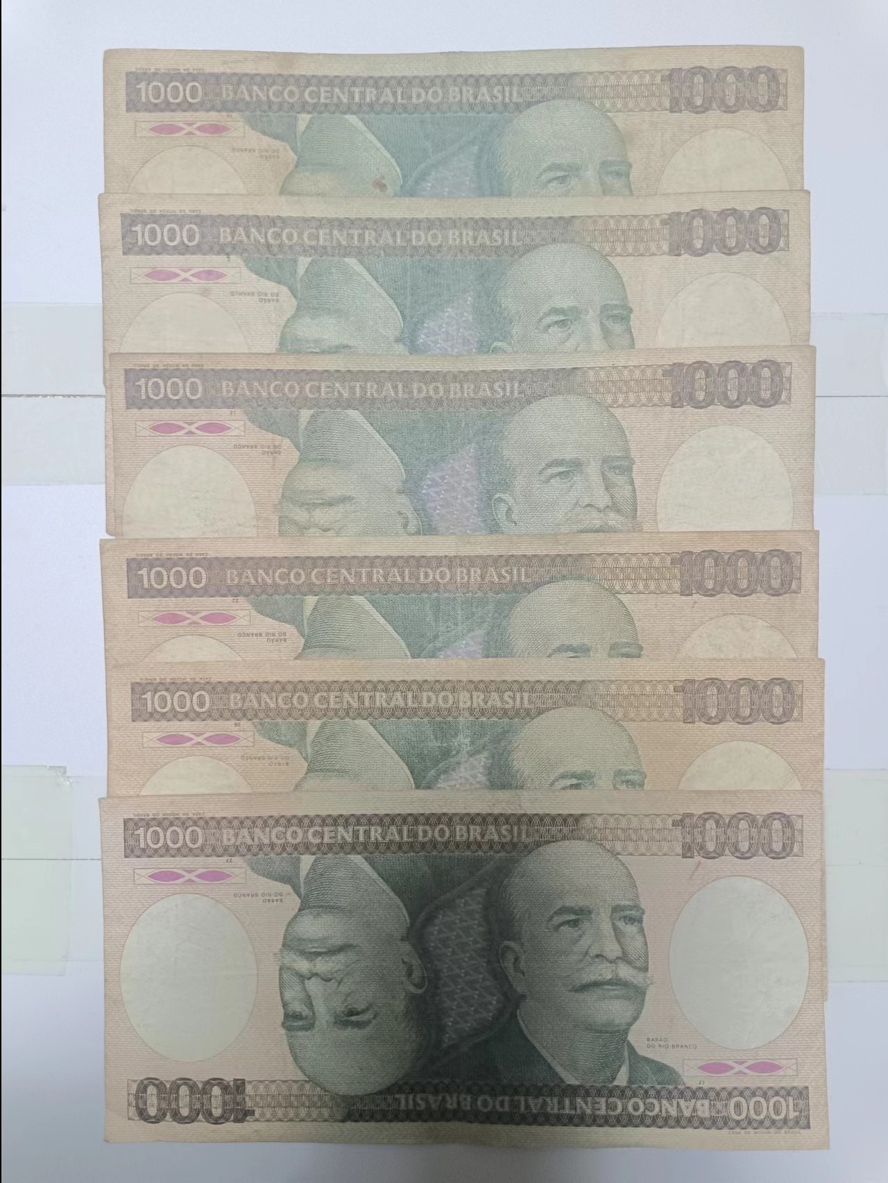 【20240314】非全新纸币第121场 巴西1000克鲁塞罗6张纸币