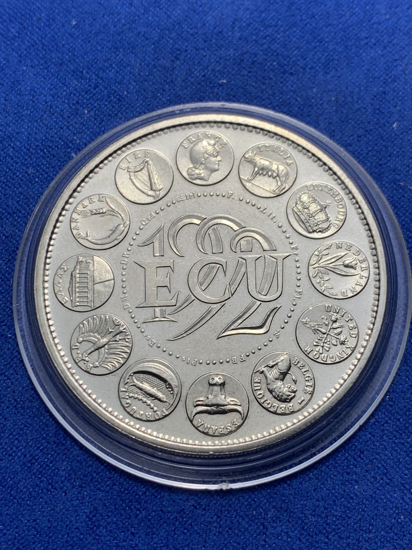 《竞宝斋》第247场-周日，周一 ，周二3场连拍 (全场包邮) 法国1992 年 厂试铸镍币 克朗型