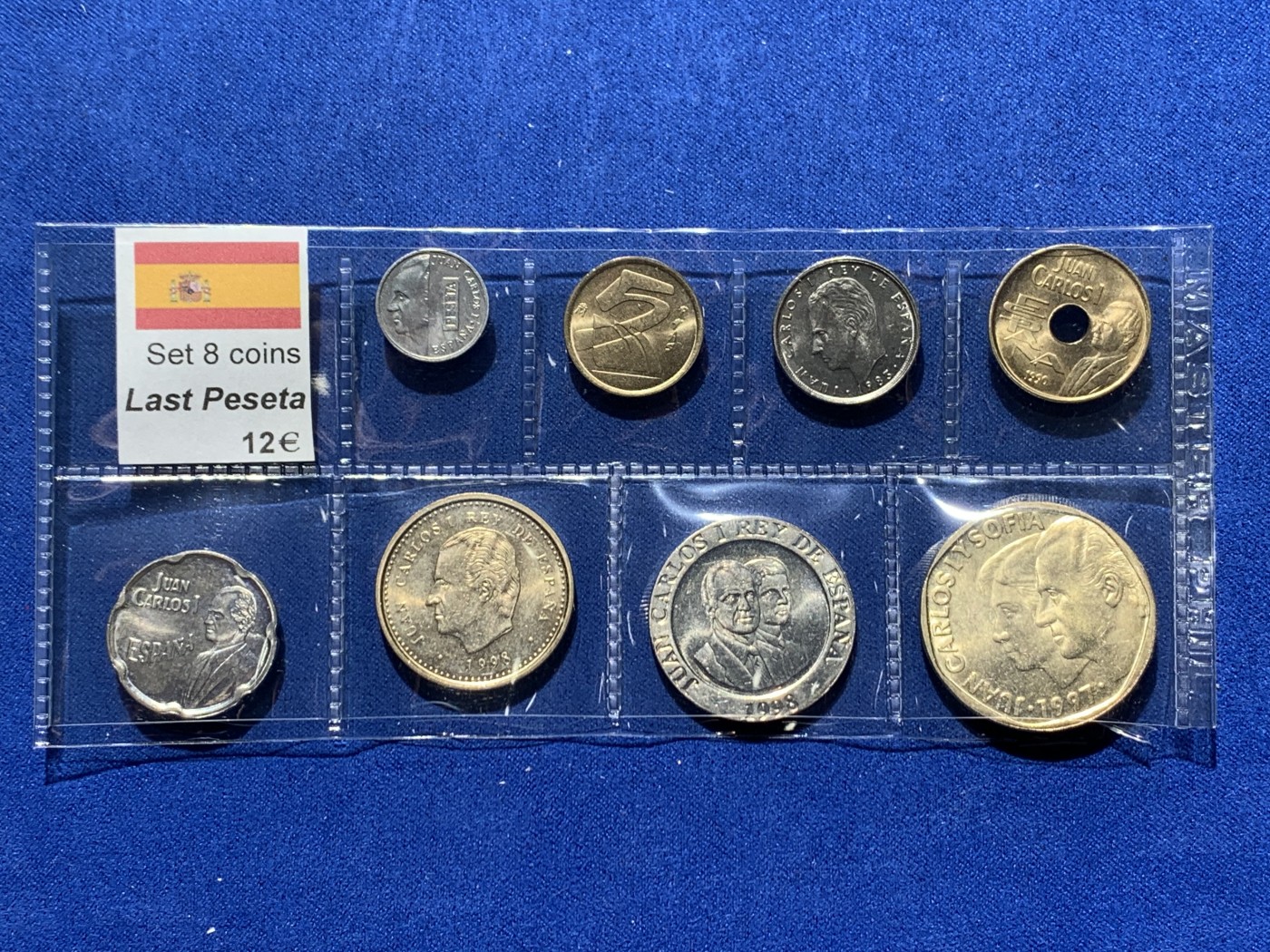 《竞宝斋》第247场-周日，周一 ，周二3场连拍 (全场包邮) 西班牙8枚装套币 最后的比塞塔