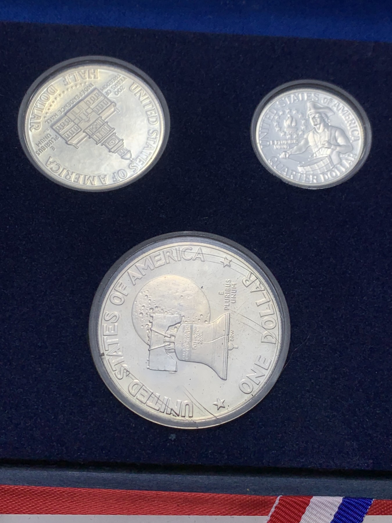 《竞宝斋》第247场-周日，周一 ，周二3场连拍 (全场包邮) 美国1976年S 精制银币三枚套