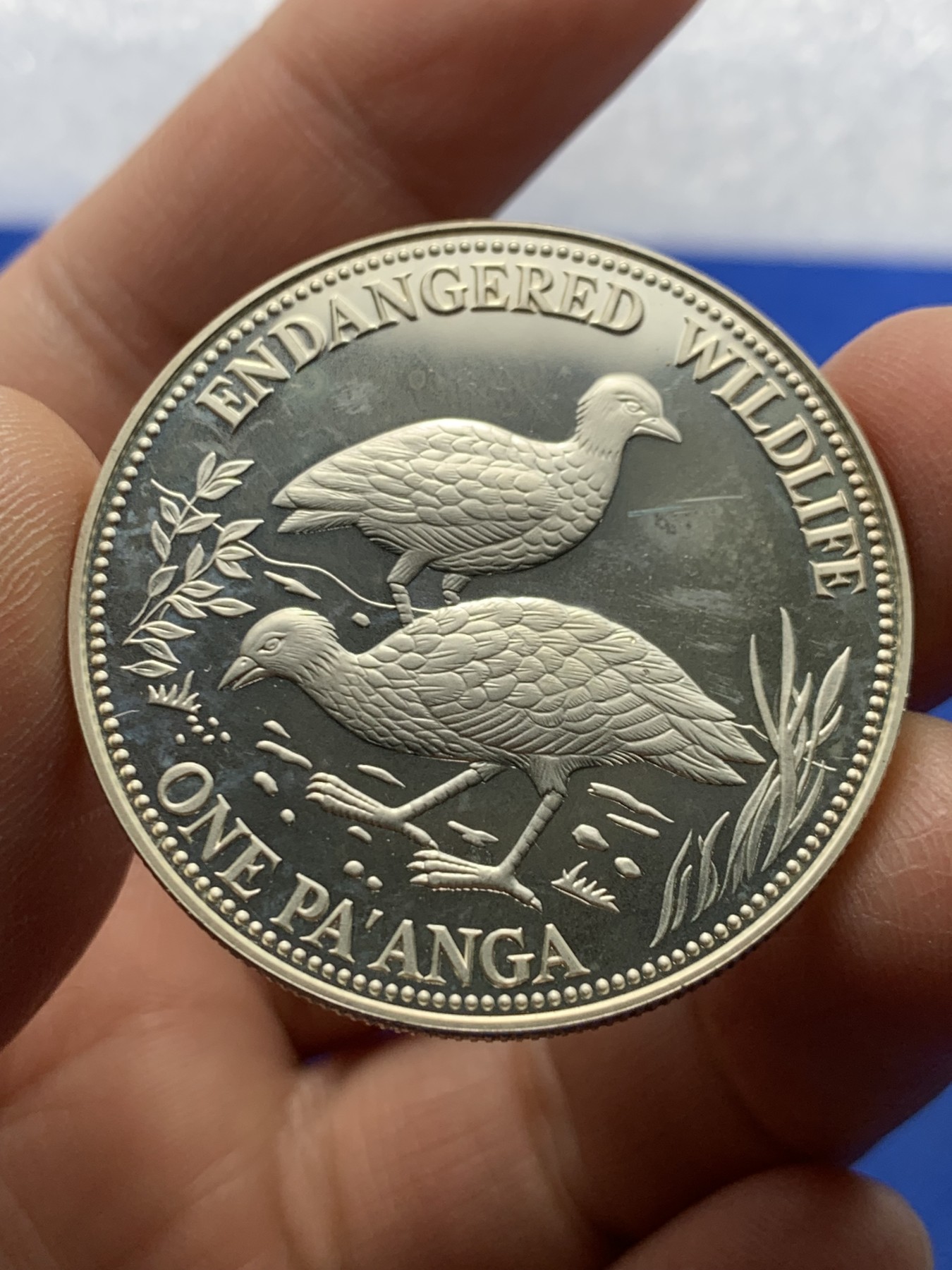 《竞宝斋》第247场-周日，周一 ，周二3场连拍 (全场包邮) 汤加1991年 1潘加银币 31.6克 925银