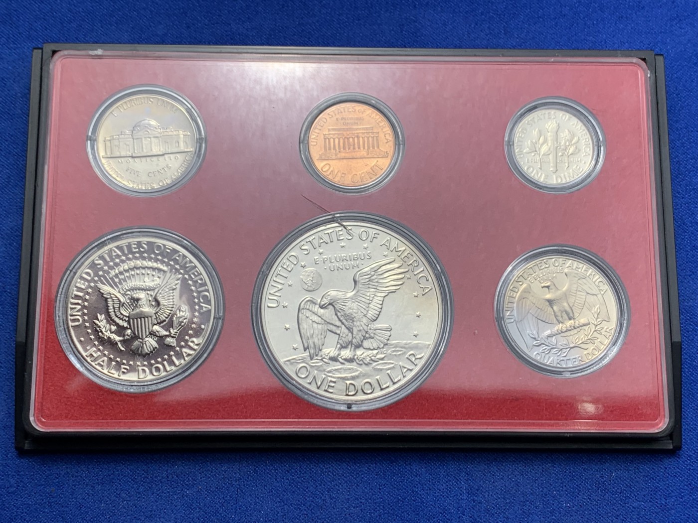 《竞宝斋》第247场-周日，周一 ，周二3场连拍 (全场包邮) 美国1973年S 艾森豪威尔精制镍币6枚套