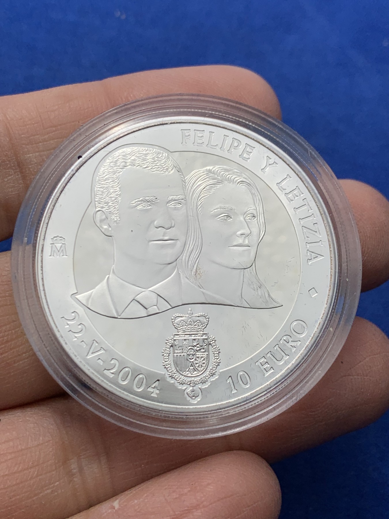 《竞宝斋》第247场-周日，周一 ，周二3场连拍 (全场包邮) 西班牙 2004 费利佩王子和莱蒂齐亚的婚礼 纪念大银币 27克 925银