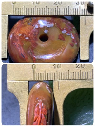 高玉化原皮战国红玛瑙手工俏色巧雕树叶平安扣一个，寓意：金枝玉叶 高玉化原皮战国红玛瑙手工俏色巧雕树叶平安扣一个，寓意：金枝玉叶