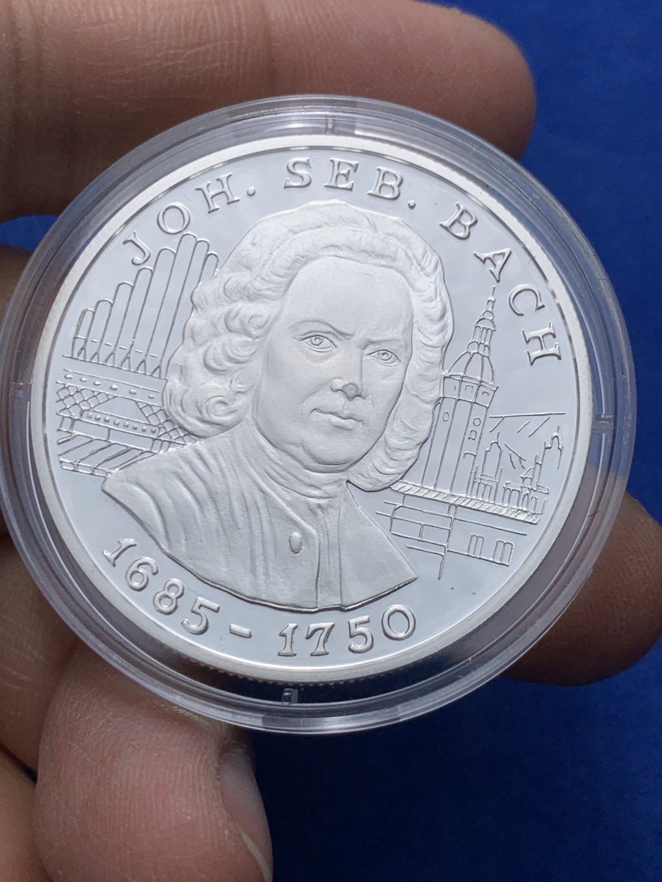 《竞宝斋》第247场-周日，周一 ，周二3场连拍 (全场包邮) 安道尔  1997 10D 大银币 作曲家 – Johan Sebastian Bach 925银 31.4克