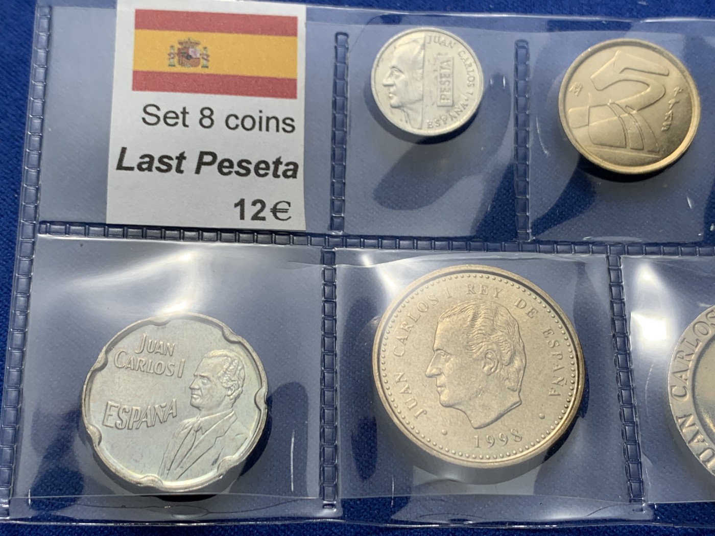 《竞宝斋》第247场-周日，周一 ，周二3场连拍 (全场包邮) 西班牙8枚装套币 最后的比塞塔