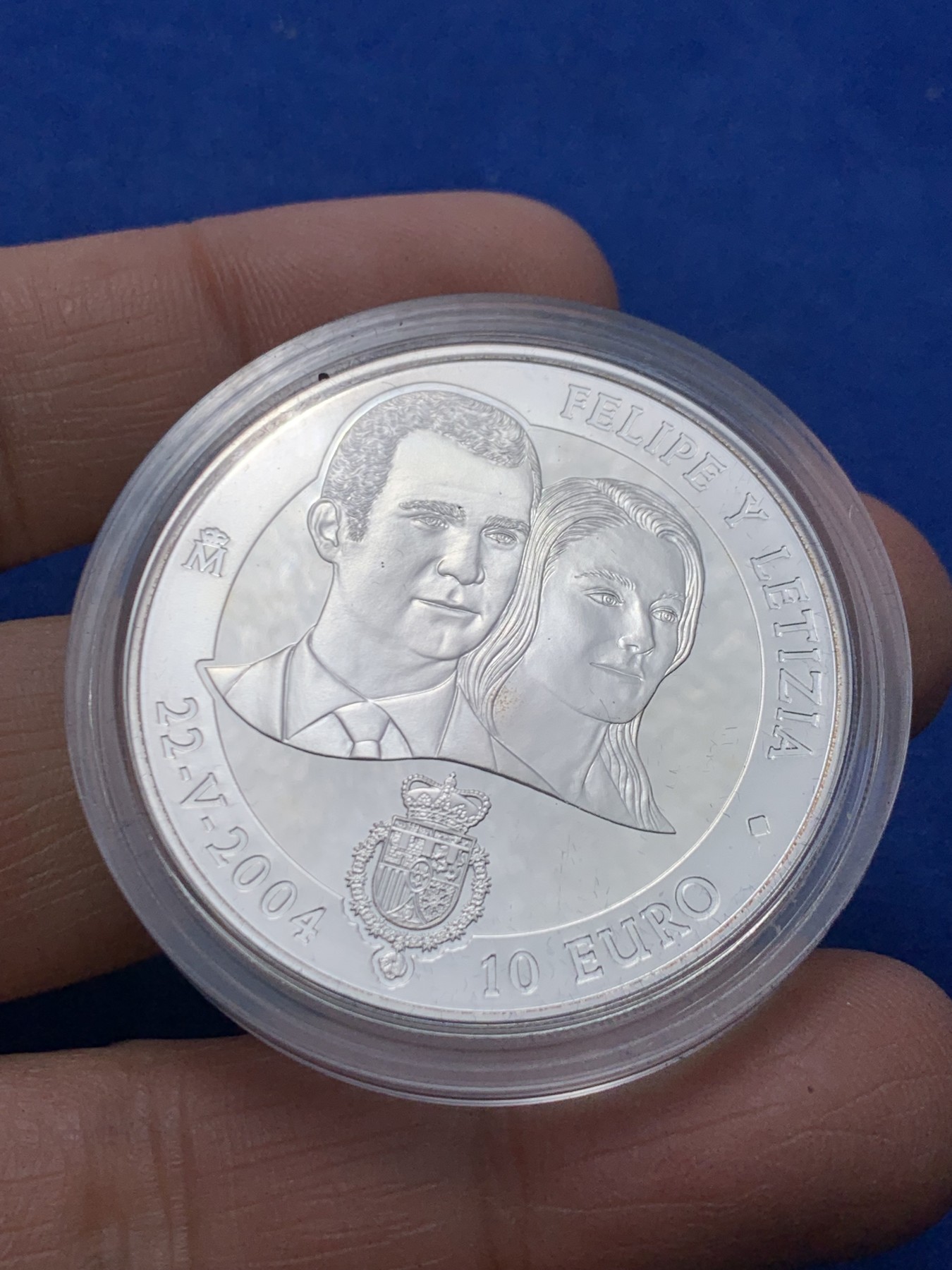 《竞宝斋》第247场-周日，周一 ，周二3场连拍 (全场包邮) 西班牙 2004 费利佩王子和莱蒂齐亚的婚礼 纪念大银币 27克 925银