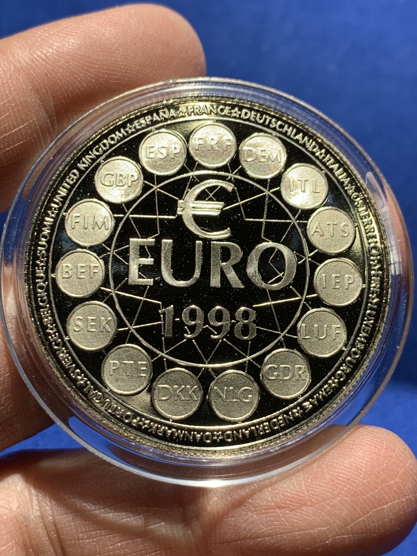 《竞宝斋》第247场-周日，周一 ，周二3场连拍 (全场包邮) 法国1998年ESSAI厂试铸镍币 克朗型 PL版