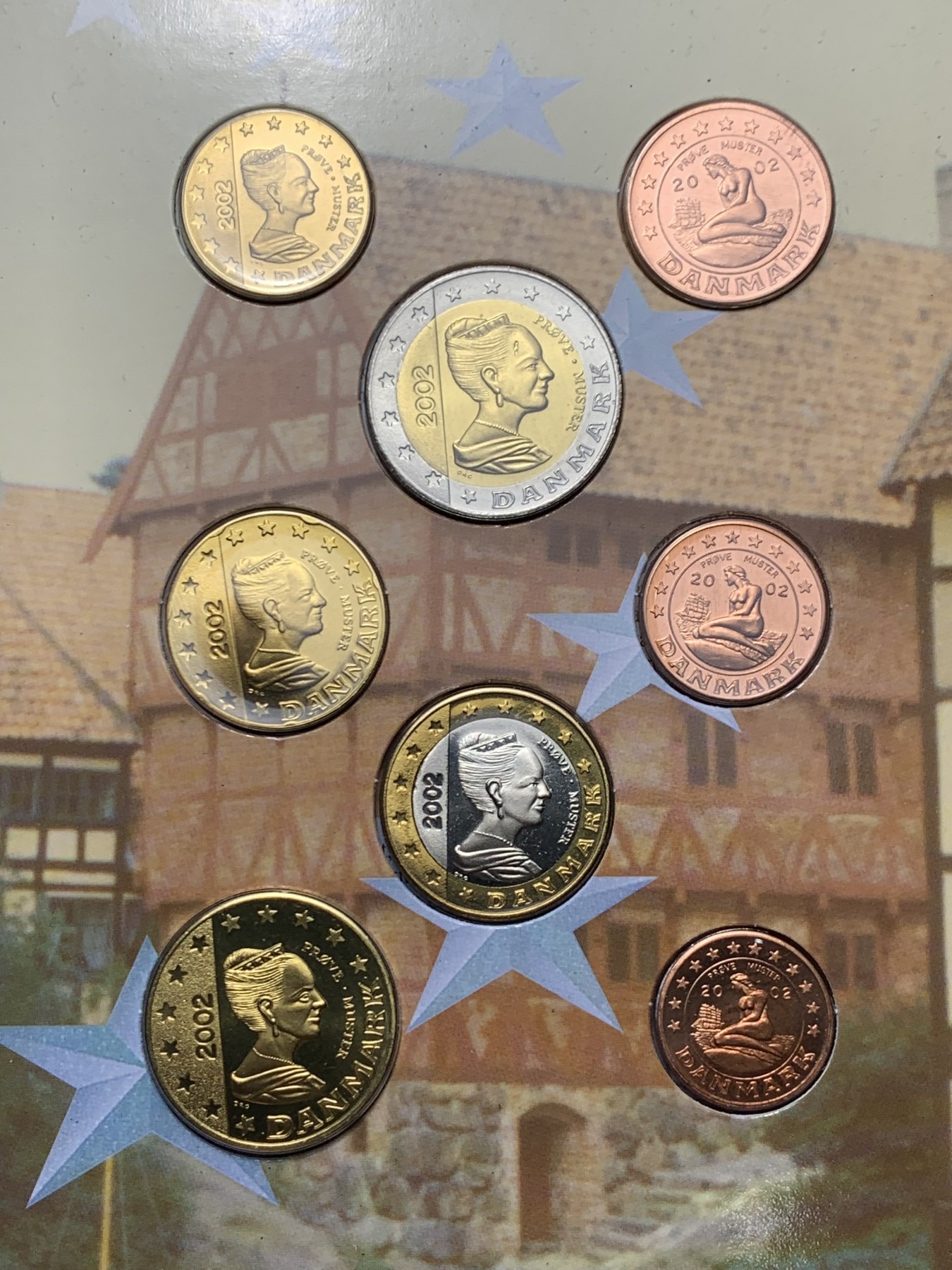 《竞宝斋》第247场-周日，周一 ，周二3场连拍 (全场包邮) 丹麦 2002年欧元样币 仅铸造过样币，未发行过流通币 稀少