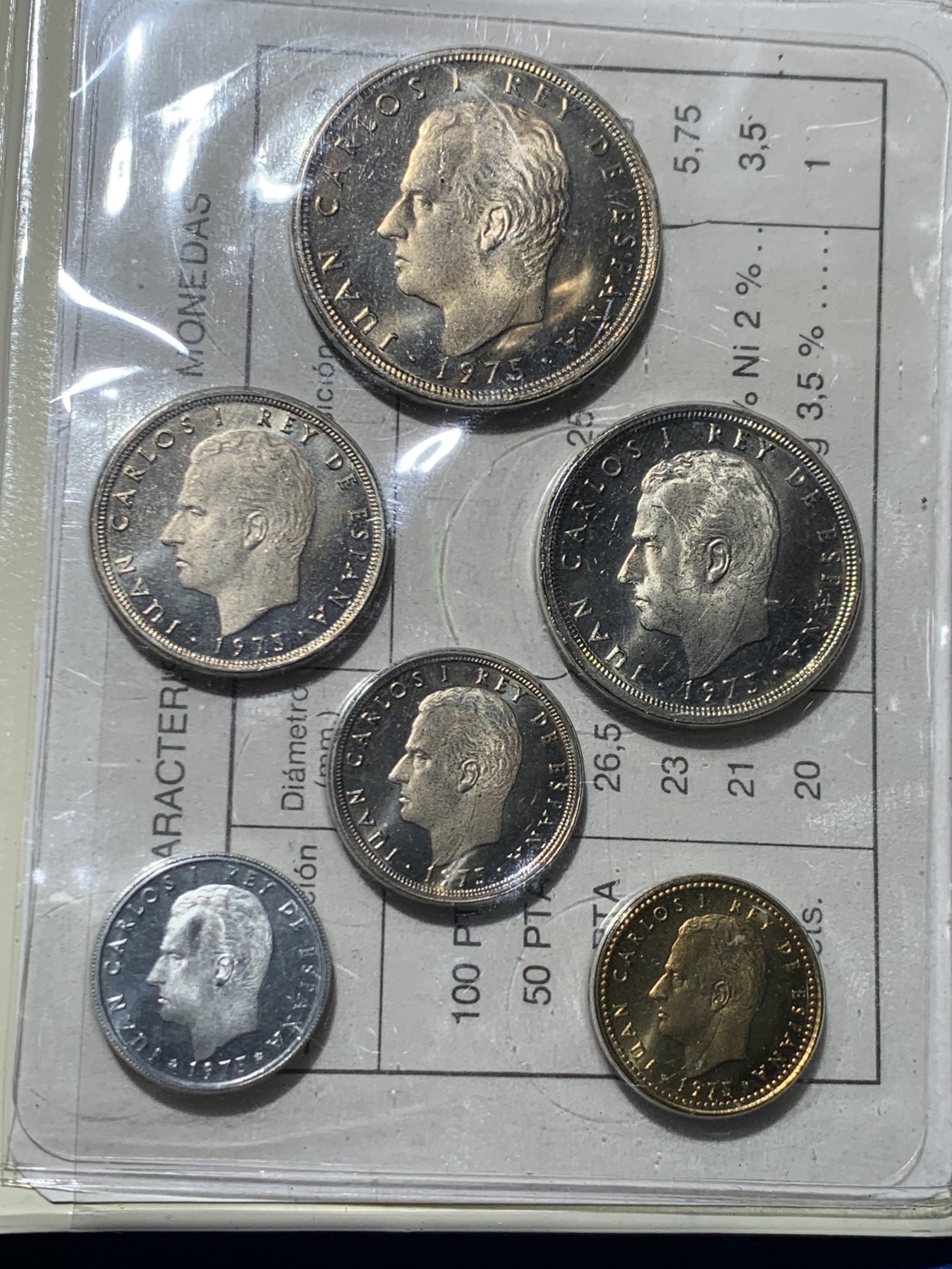 《竞宝斋》第247场-周日，周一 ，周二3场连拍 (全场包邮) 册子装 西班牙 1975年胡安卡洛斯一世 6枚套币 造币厂封装