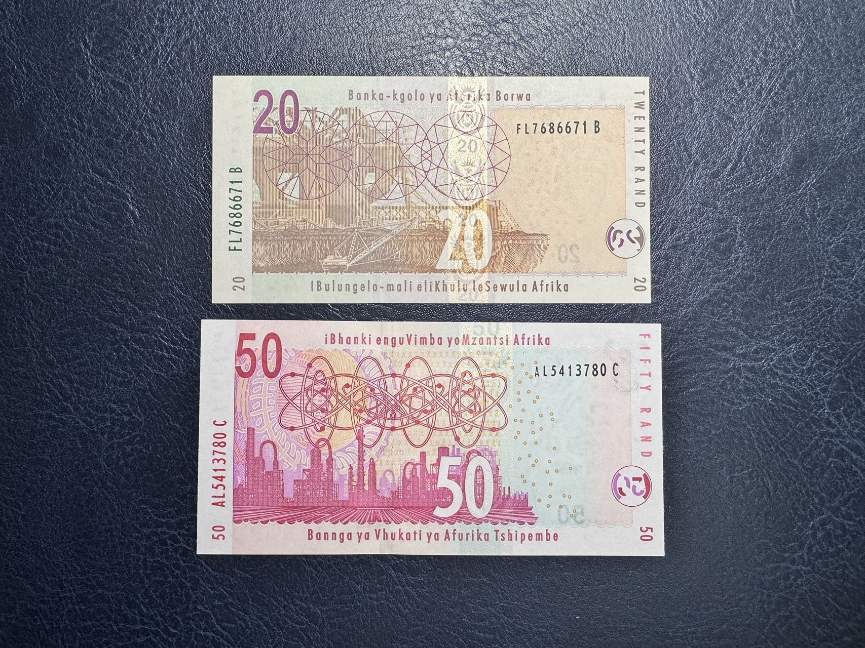 收藏联盟Quantum Auction 第330期拍卖  南非2005年20和50兰特  品相全新UNC 