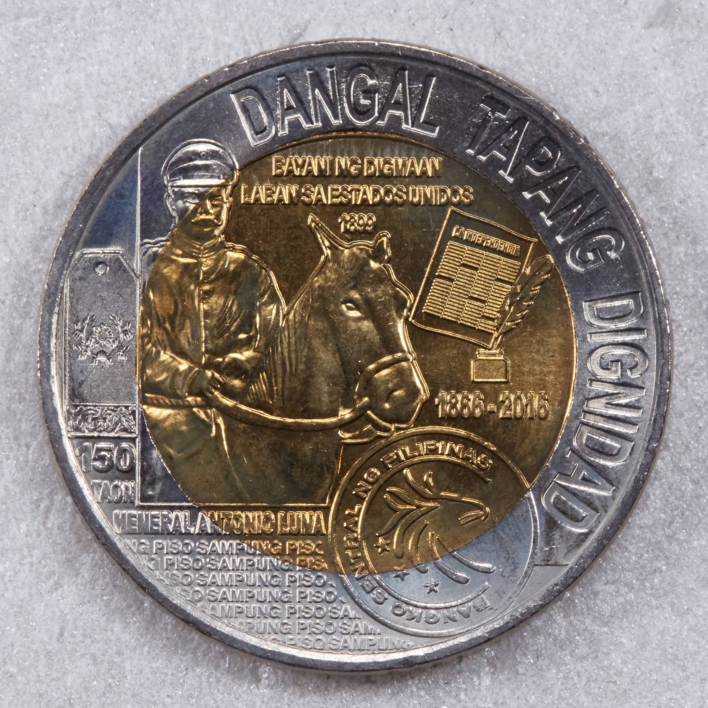 S&S Numismatic世界钱币-拍卖 第124期  菲律宾2016年 爱国将领-安东尼奥·卢纳 10比索双色纪念币