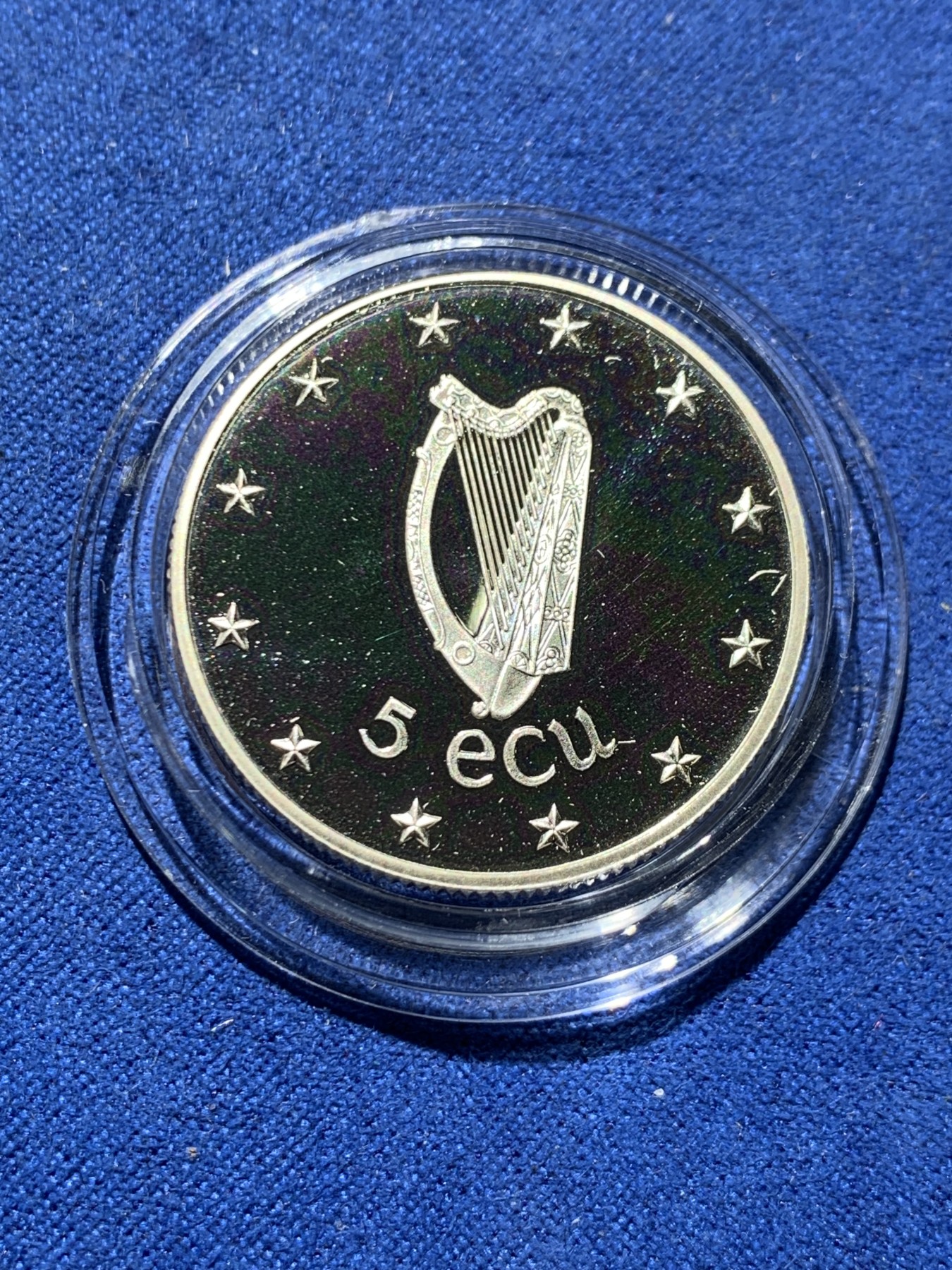 《竞宝斋》第247场-周日，周一 ，周二3场连拍 (全场包邮) 原盒证 爱尔兰1990年 小鹿5艾古精制大银币