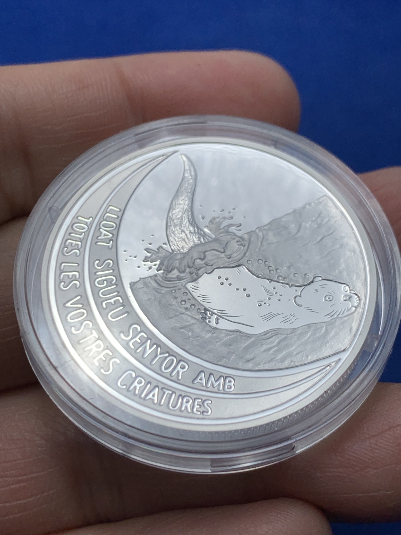 《竞宝斋》第247场-周日，周一 ，周二3场连拍 (全场包邮) 安道尔1996年 动物系列 海狮 10第纳尔精制大银币 925银，31.47克