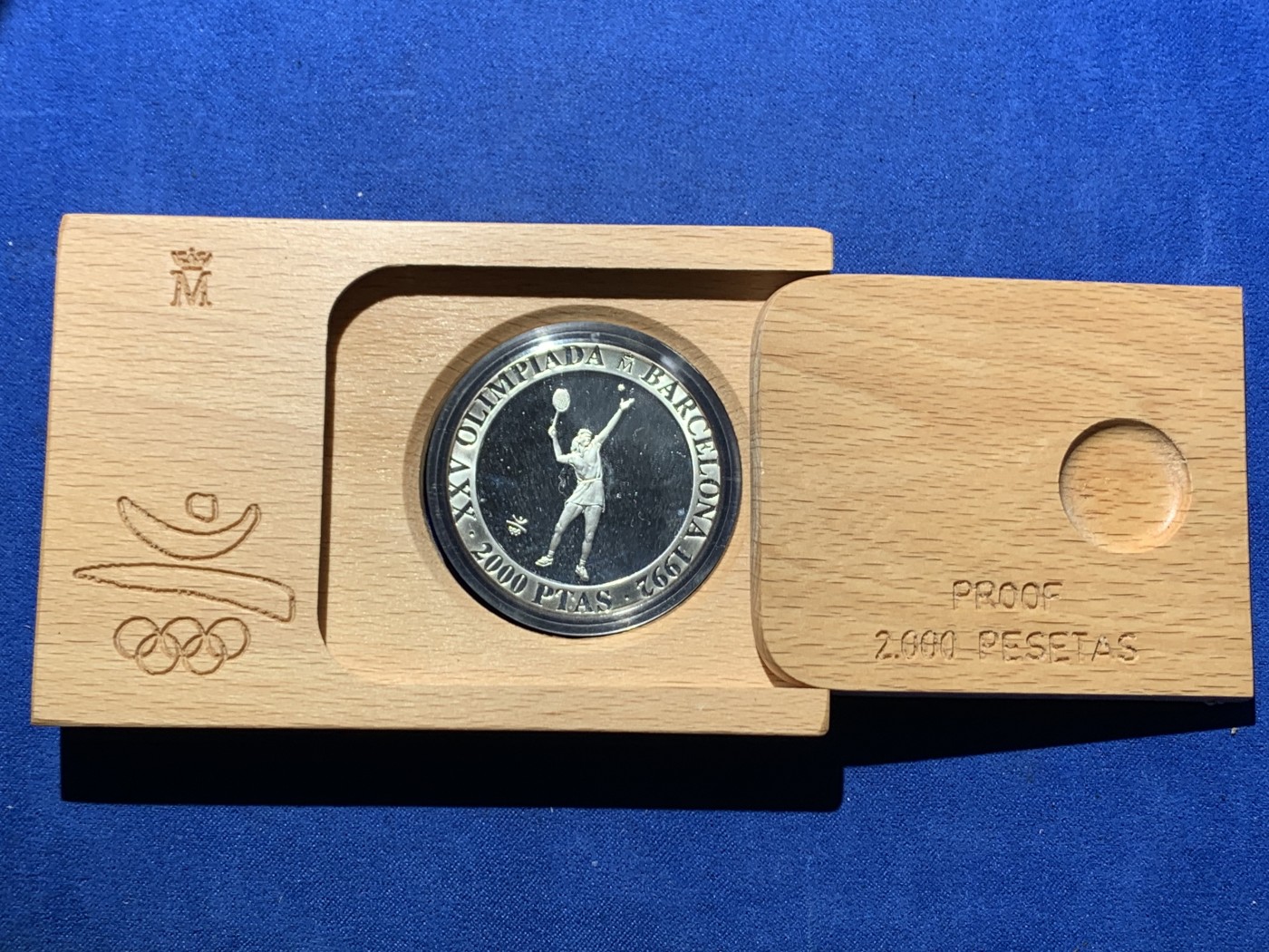 《竞宝斋》第247场-周日，周一 ，周二3场连拍 (全场包邮) 西班牙1991年奥运网球27克纪念银币 925银