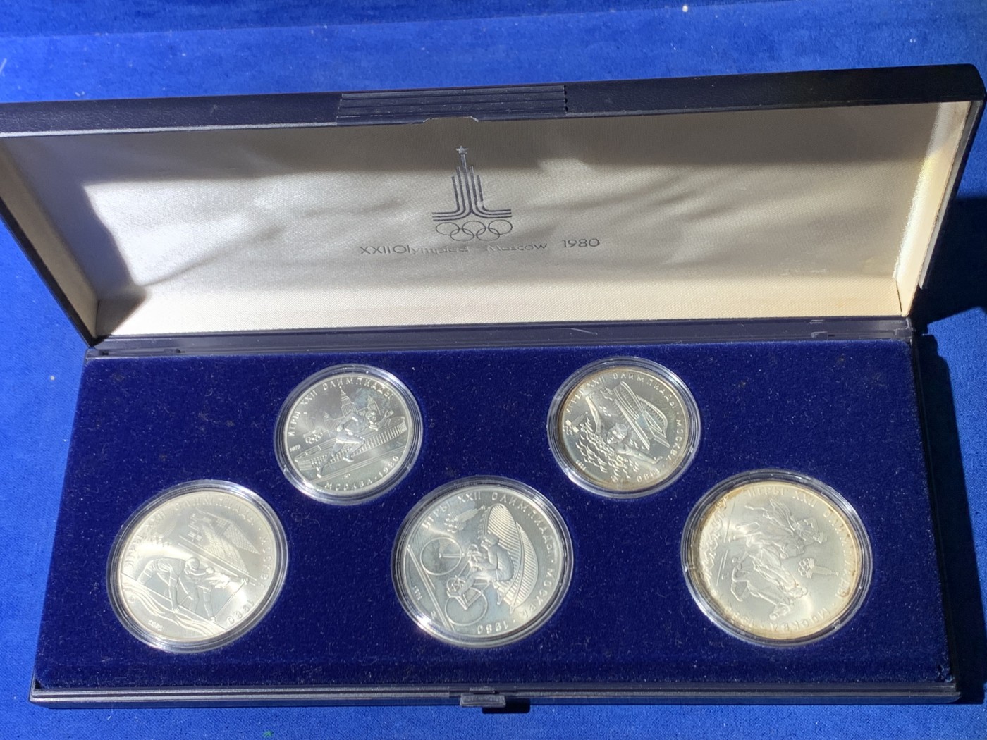 《竞宝斋》第247场-周日，周一 ，周二3场连拍 (全场包邮) 前苏联 奥运 银币5枚套 含3枚10卢布 2枚5卢布 保存的不错 细节见图