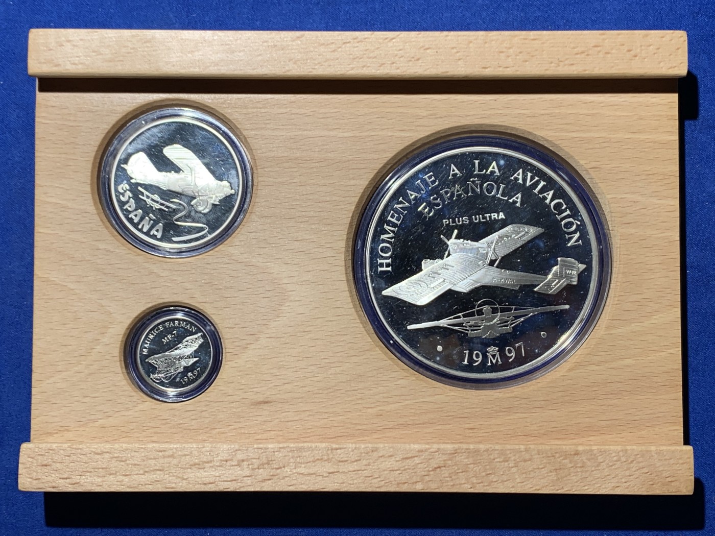 《竞宝斋》第247场-周日，周一 ，周二3场连拍 (全场包邮) 西班牙1997年 飞机系列 6.72+33.62+168.75=209.09 925银 整套难得