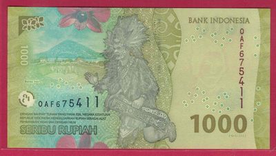 印度尼西亚2022年1000卢比 11双尾 亚洲纸币 实物图 UNC 印度尼西亚2022年1000卢比 11双尾 亚洲纸币 实物图 UNC