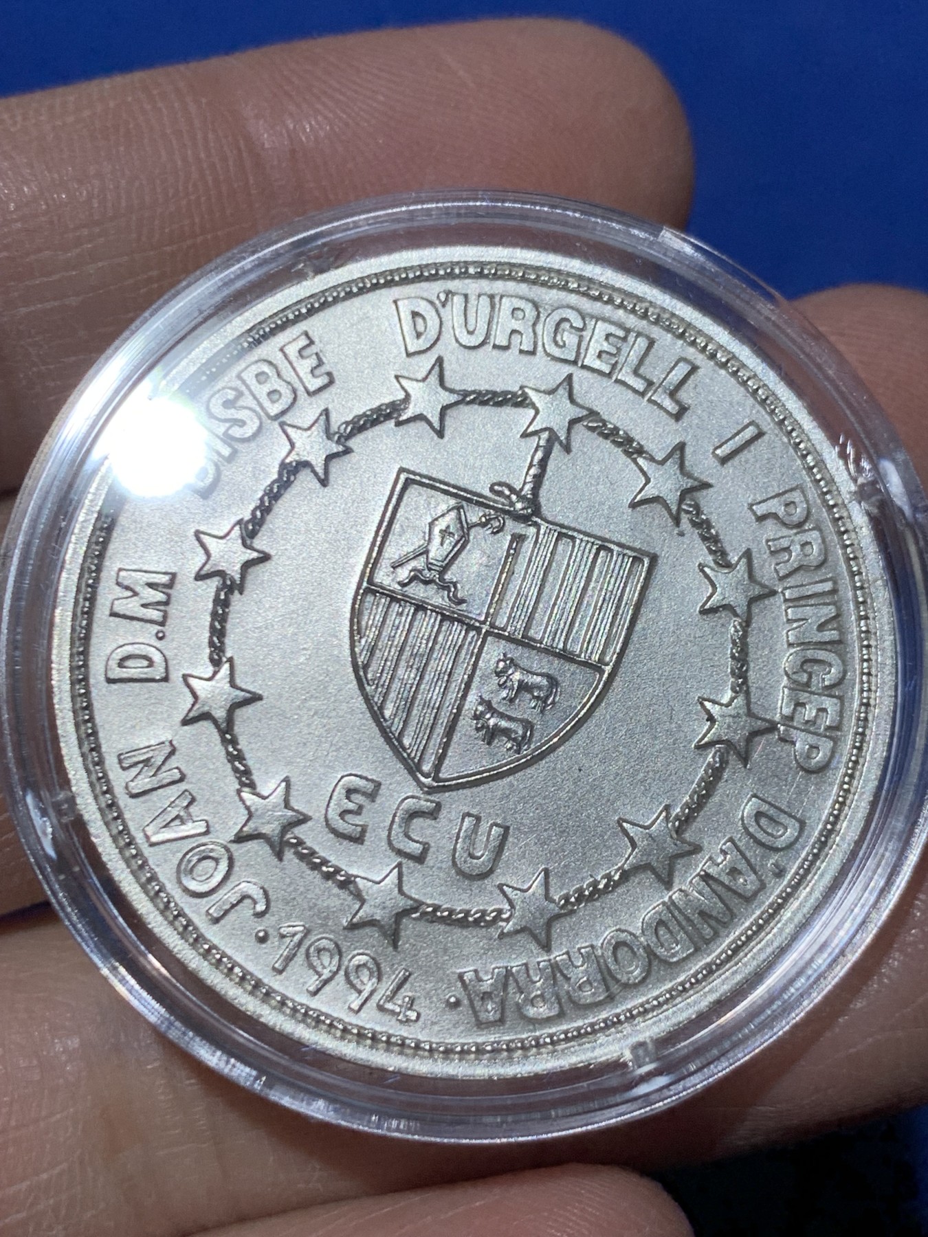 《竞宝斋》第247场-周日，周一 ，周二3场连拍 (全场包邮) 安道尔1994年 巴塞罗那伯爵彼得三世 20第纳尔大银币 含金1.6克917金，25克925银