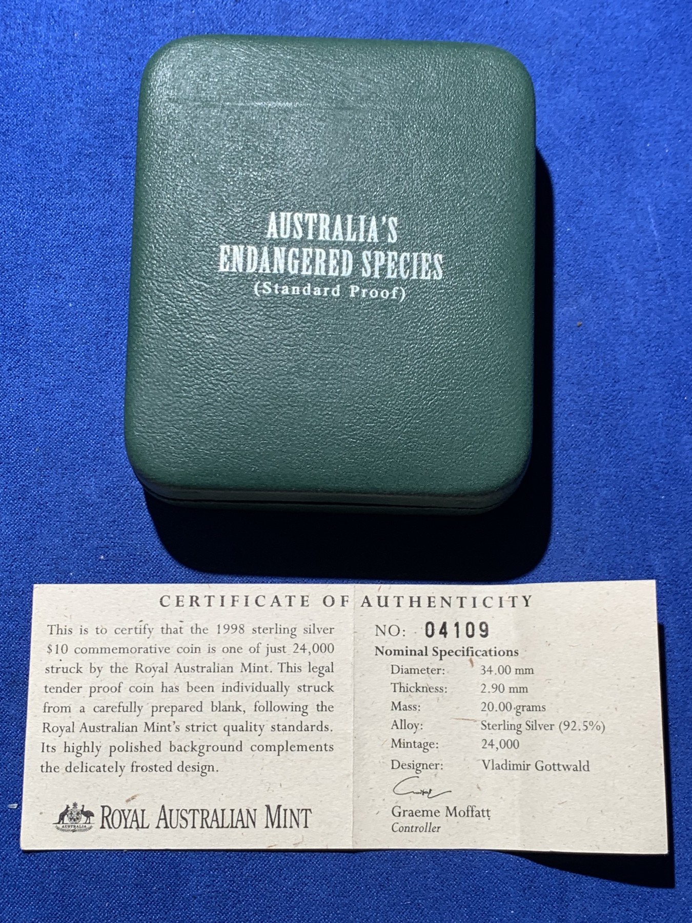 《竞宝斋》第247场-周日，周一 ，周二3场连拍 (全场包邮) 澳大利亚 1998 北方毛鼻袋熊 10元 银币 925银 20克