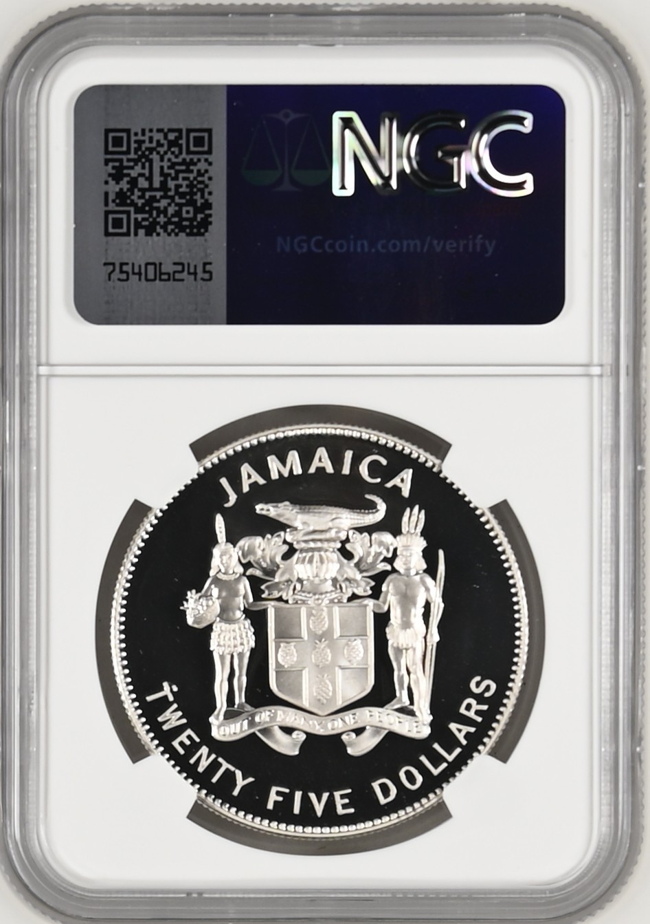 长老汇龙年精选第三场 1995牙买加联合国成立50周年25元精制银币， NGC PF69UC，更高分仅有三枚
