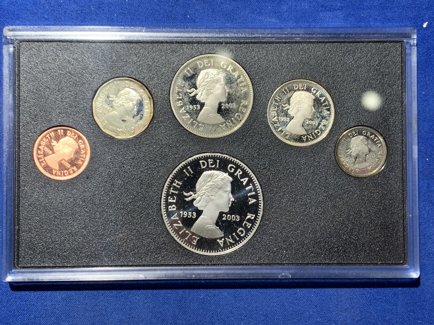 《竞宝斋》第247场-周日，周一 ，周二3场连拍 (全场包邮) 加拿大 2003 伊丽莎白二世 50周年纪念  6枚套 含5枚银币925银 详情见证书 少见品种