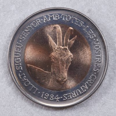 S&S Numismatic世界钱币-拍卖 第74期 - 安道尔1984年 比利牛斯山脉羚羊 2第纳尔双色纪念币  发行量5000枚