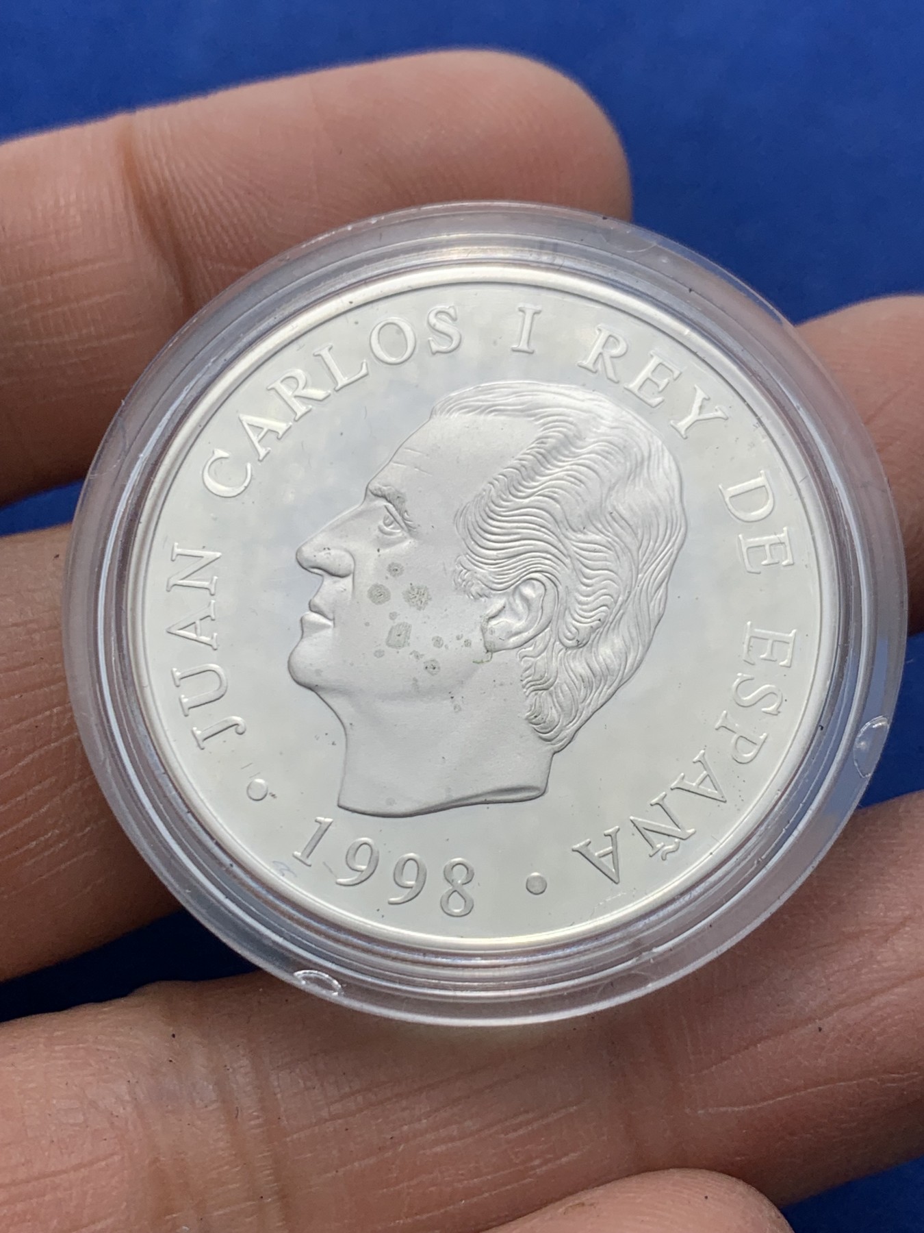 《竞宝斋》第247场-周日，周一 ，周二3场连拍 (全场包邮) 原盒证书 西班牙1998年 大帆船 1000比塞塔精制银币 稀少