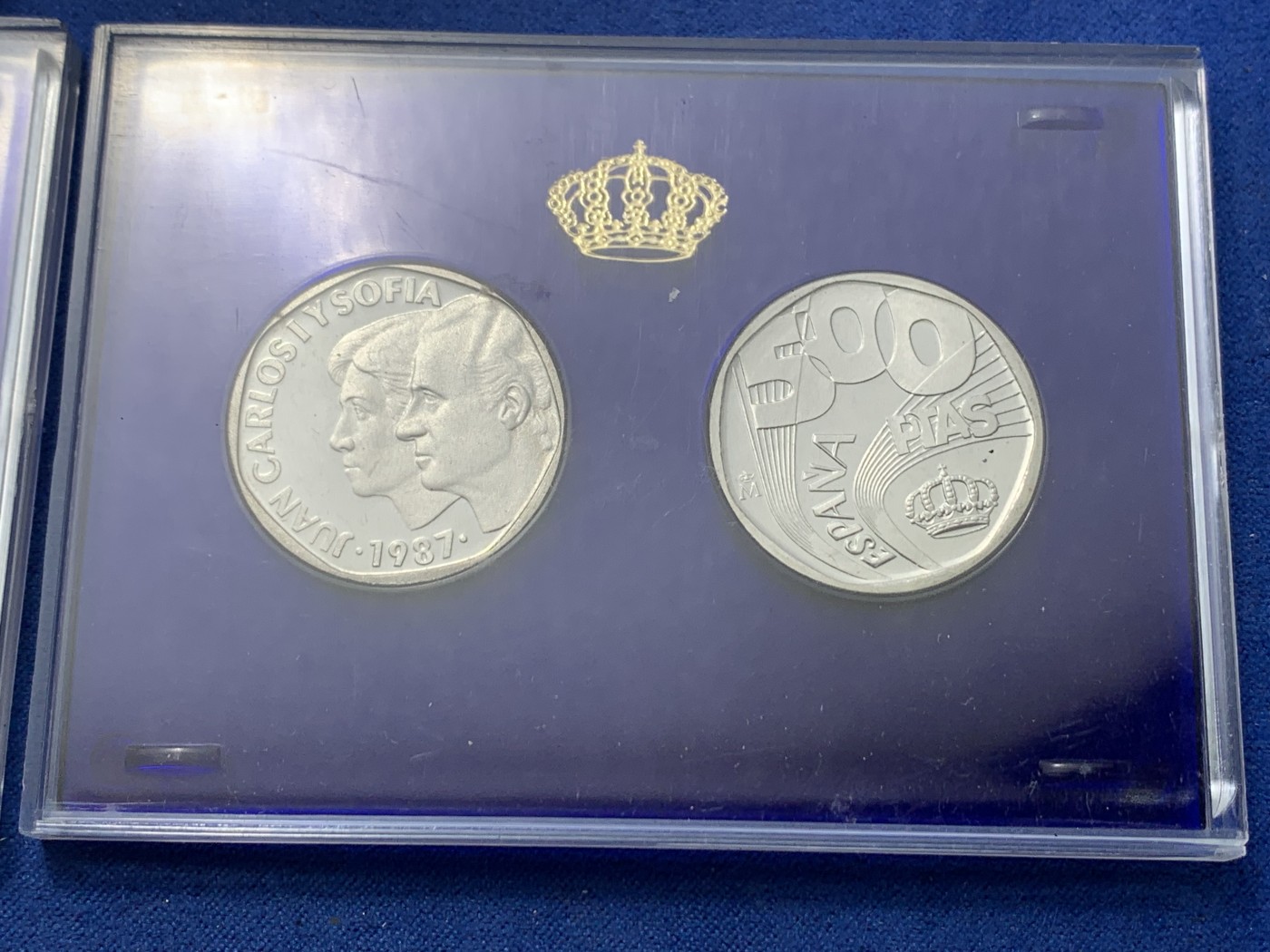 《竞宝斋》第247场-周日，周一 ，周二3场连拍 (全场包邮) 西班牙1987年 一组六枚试铸币和章 其中两枚是银制 带证书 原包装很少见