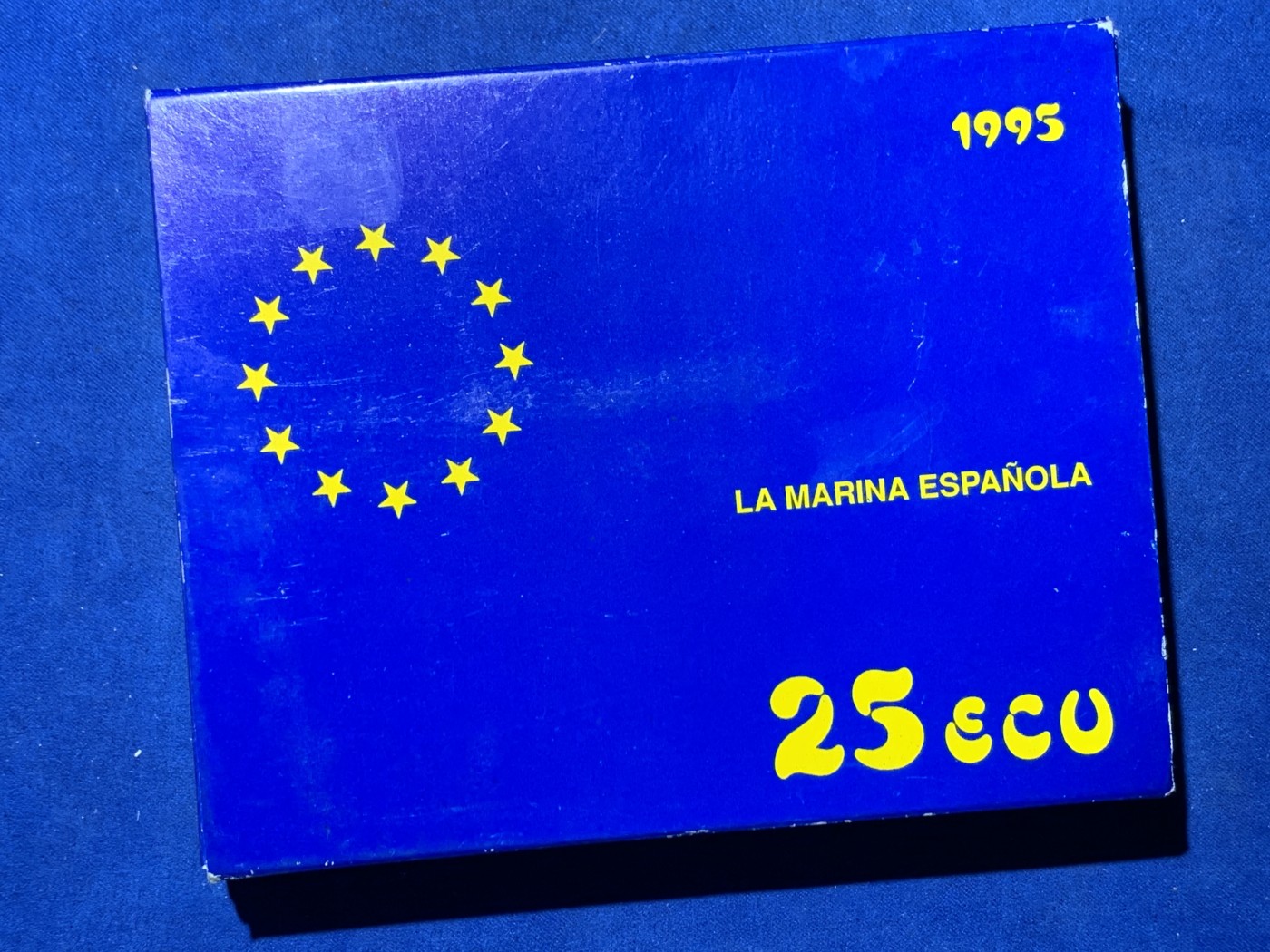 《竞宝斋》第247场-周日，周一 ，周二3场连拍 (全场包邮) 西班牙1995年特立尼达战舰25ECU银币 168.75克，925银，原木盒
