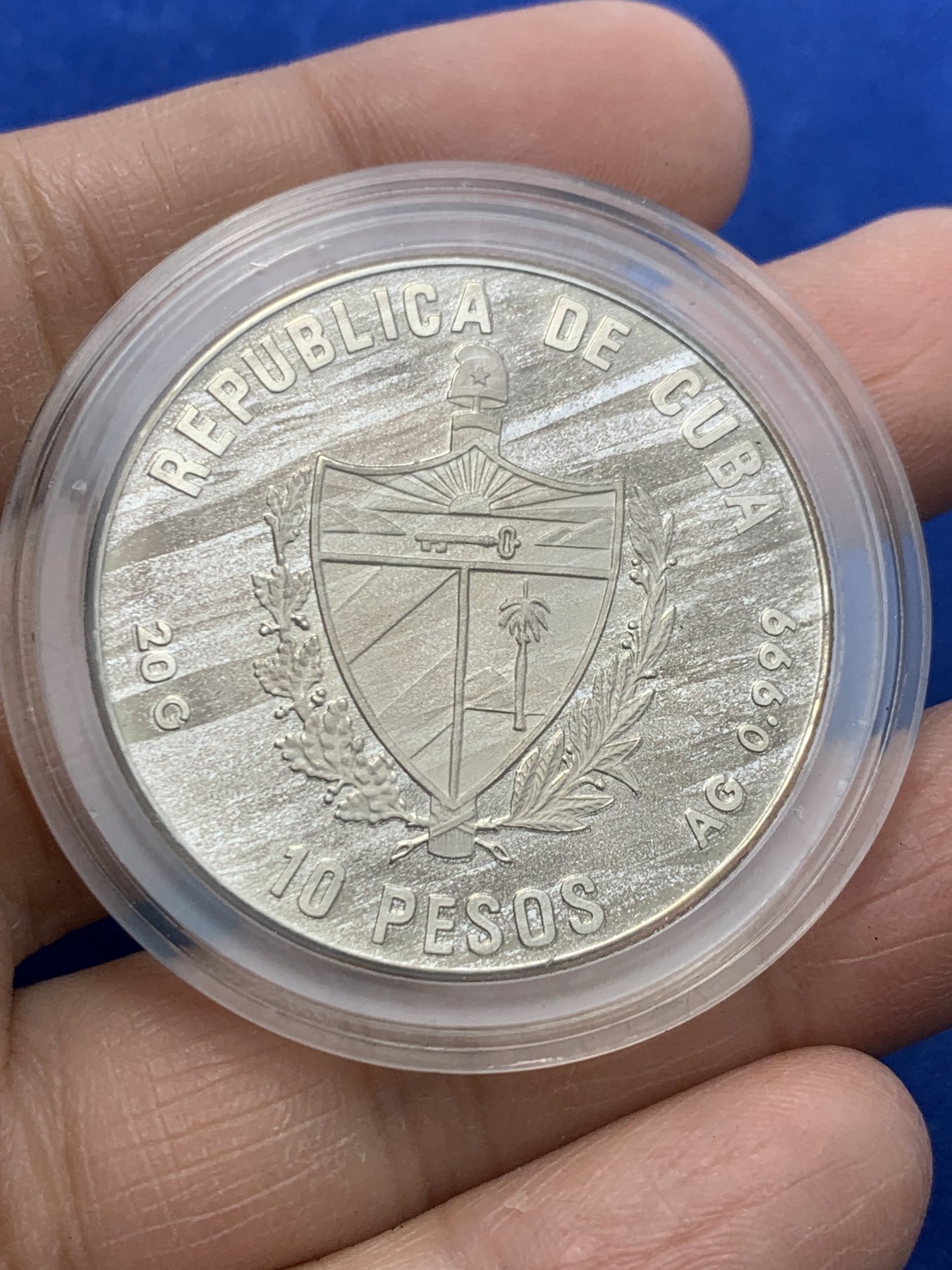 《竞宝斋》第247场-周日，周一 ，周二3场连拍 (全场包邮) 古巴 1990 文化交融 10比索银币 999银 20克 少