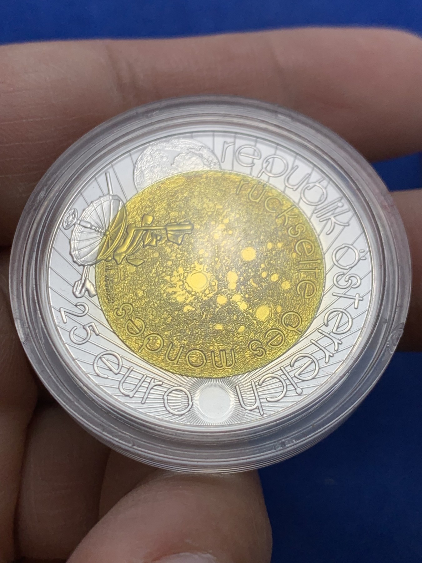 《竞宝斋》第247场-周日，周一 ，周二3场连拍 (全场包邮) 奥地利2009年国际天文年伽利略天文观测400周年银铌双金属镶嵌纪念币