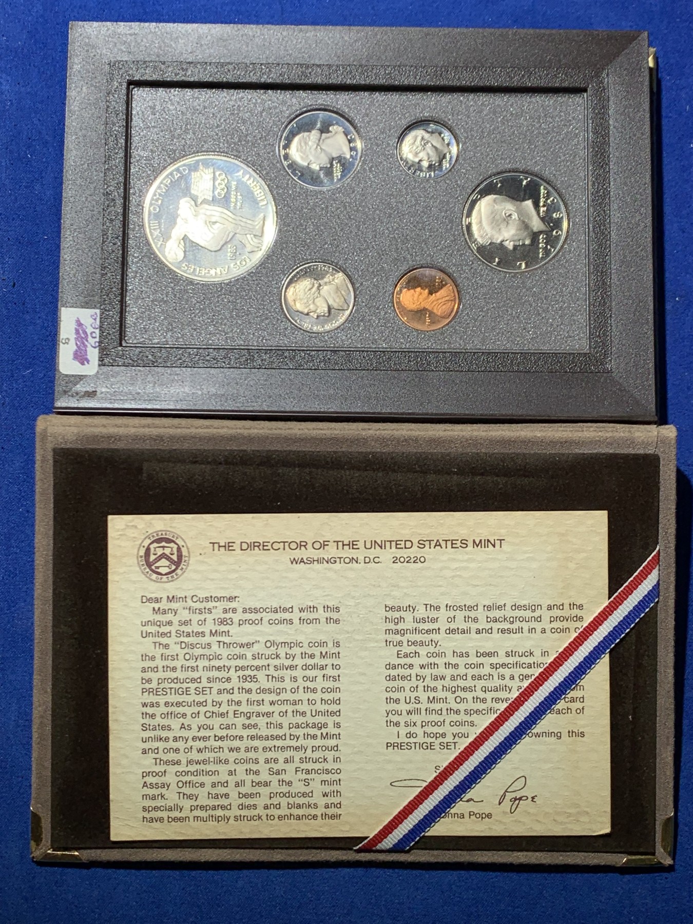 《竞宝斋》第247场-周日，周一 ，周二3场连拍 (全场包邮) 美国1983年 六枚套 精制币 其中最大一枚是银币