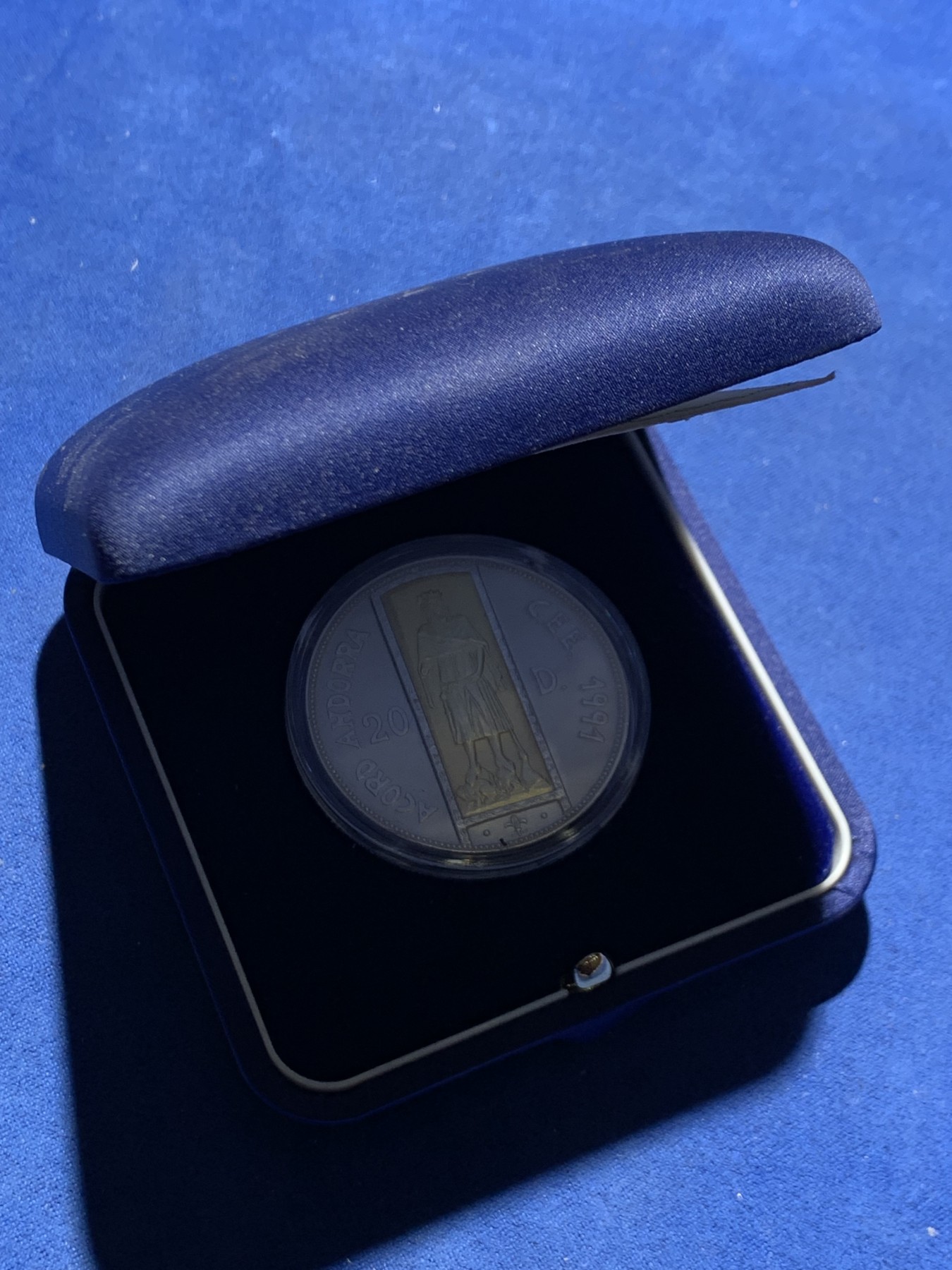 《竞宝斋》第247场-周日，周一 ，周二3场连拍 (全场包邮) 安道尔1994年 巴塞罗那伯爵彼得三世 20第纳尔大银币 含金1.6克917金，25克925银