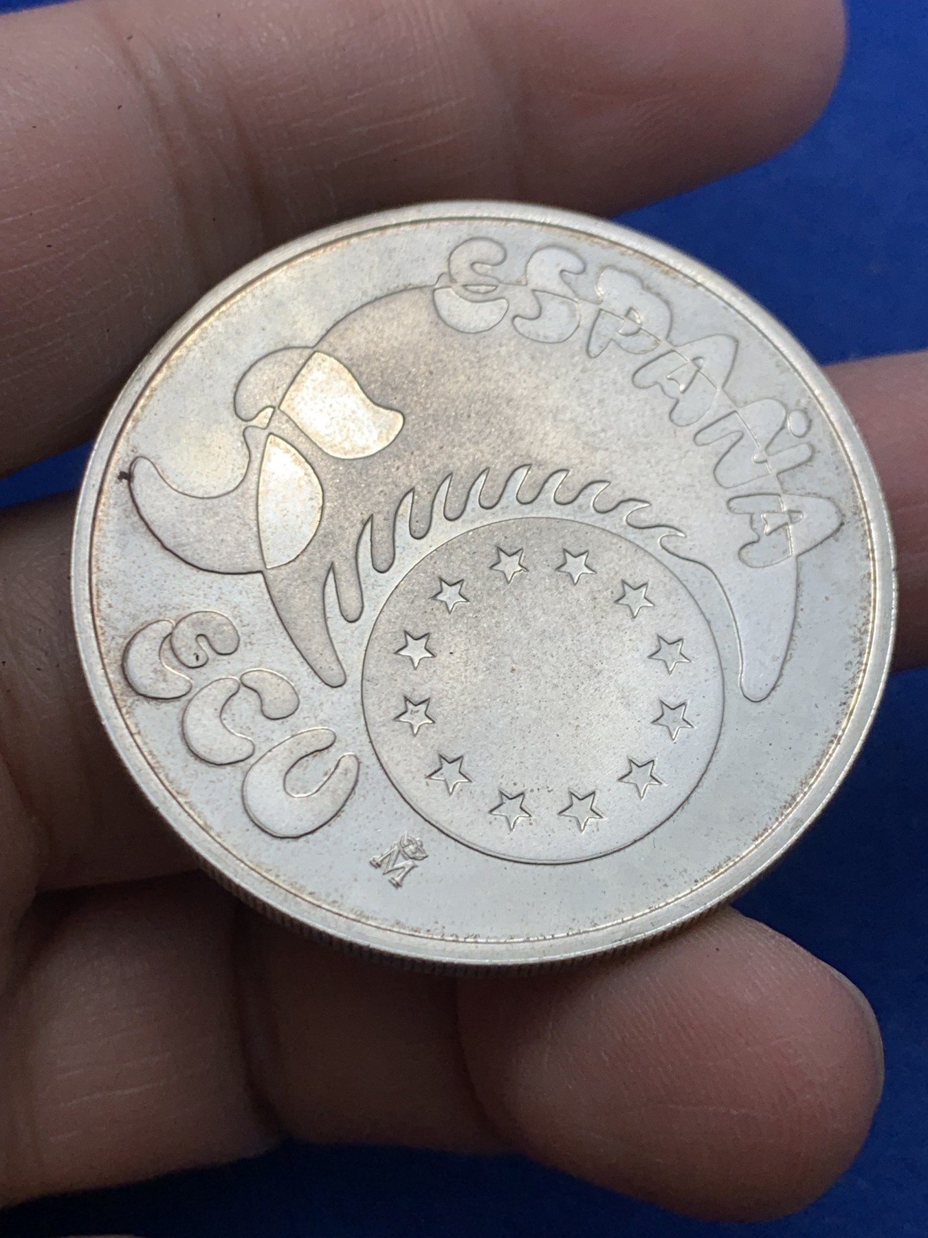 《竞宝斋》第247场-周日，周一 ，周二3场连拍 (全场包邮) 西班牙1989年 骑士5ECU大银币 33.6克 925银 原盒 细节见图