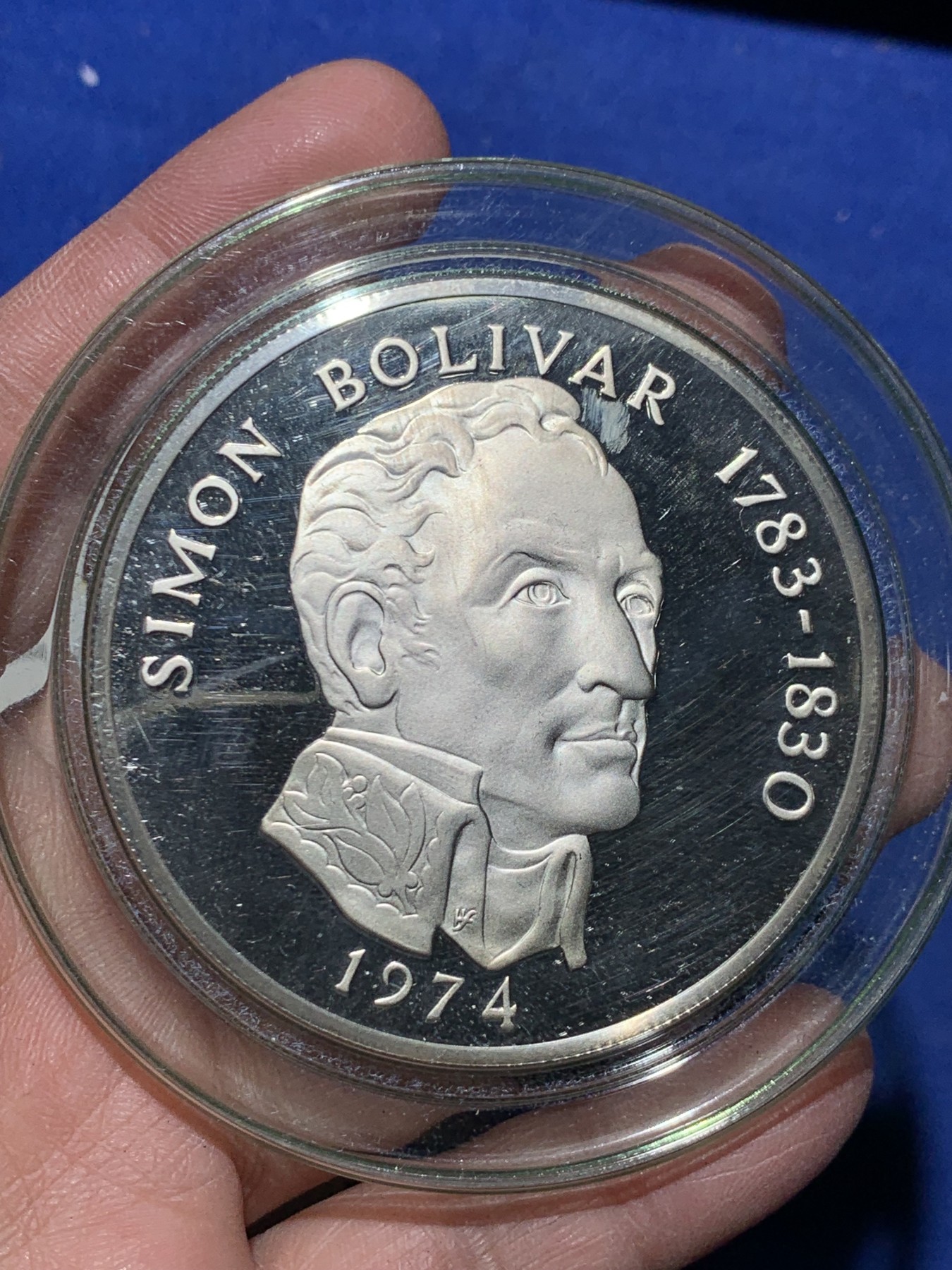 《竞宝斋》第247场-周日，周一 ，周二3场连拍 (全场包邮)  原盒 巴拿马1974年 20元 精制大银币 129.59克 925银